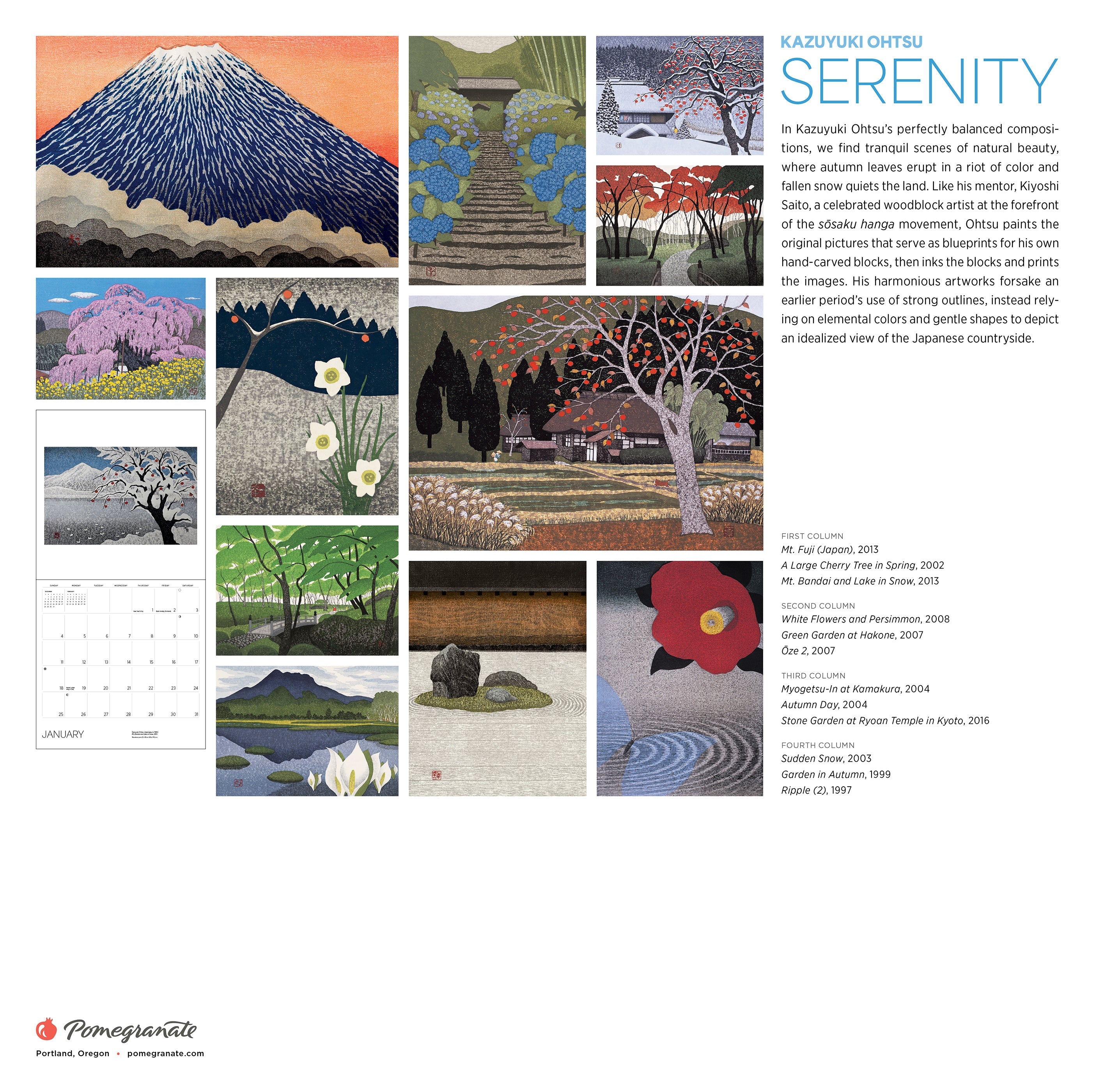 2026 Serenity: Kazuyuki Ohtsu - Square Wall Calendar