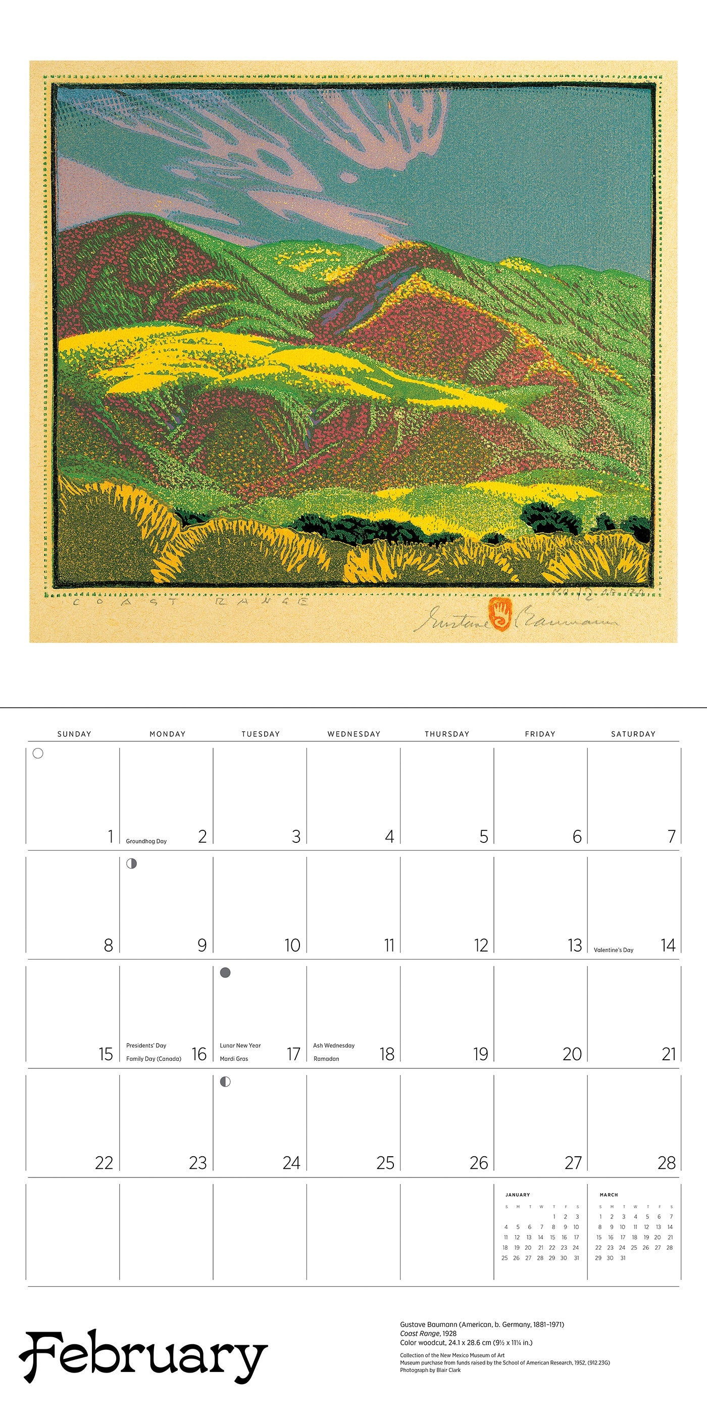 2026 A Small, Untroubled World: The Art of Gustave Baumann - Square Wall Calendar