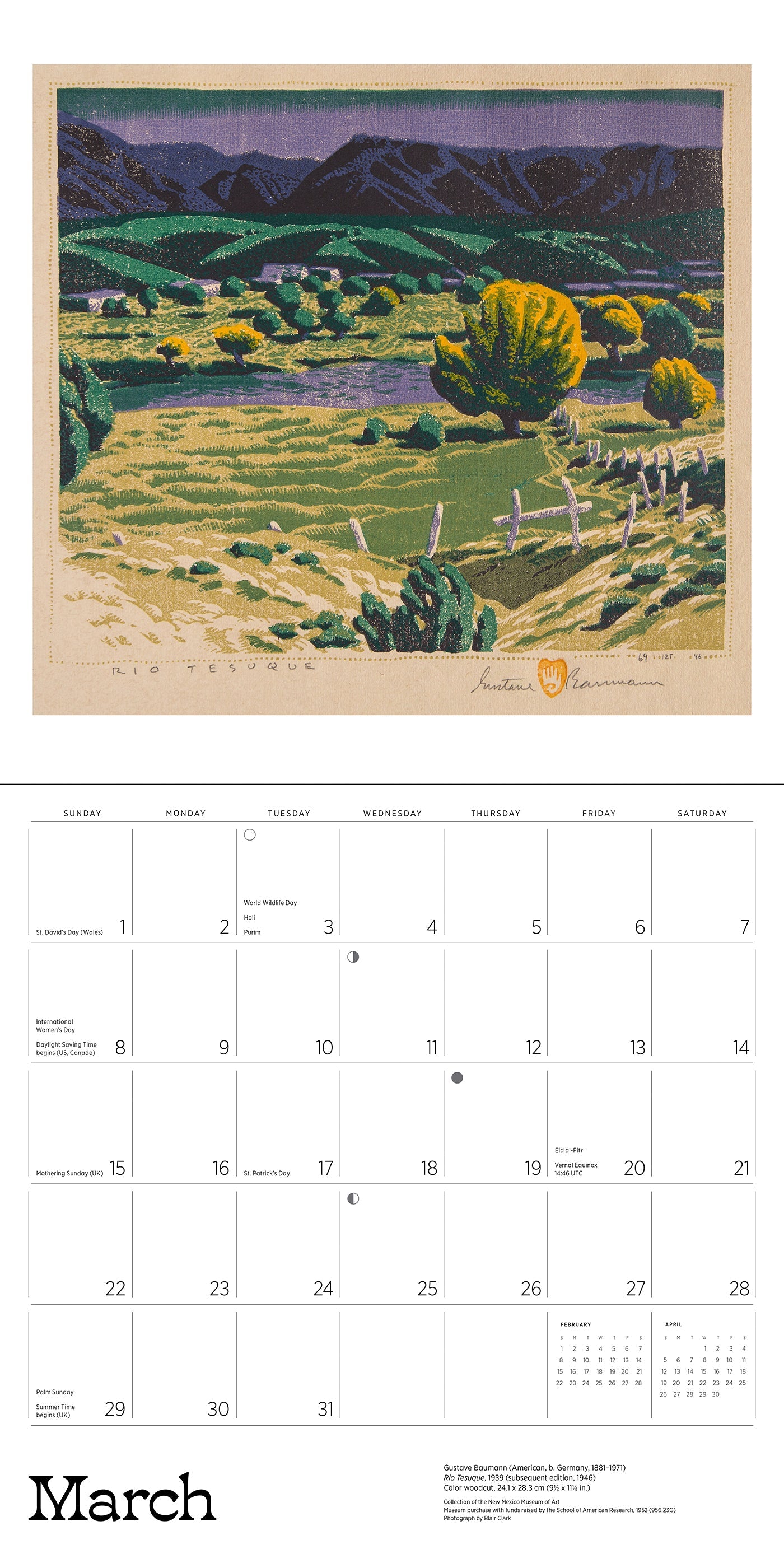 2026 A Small, Untroubled World: The Art of Gustave Baumann - Square Wall Calendar