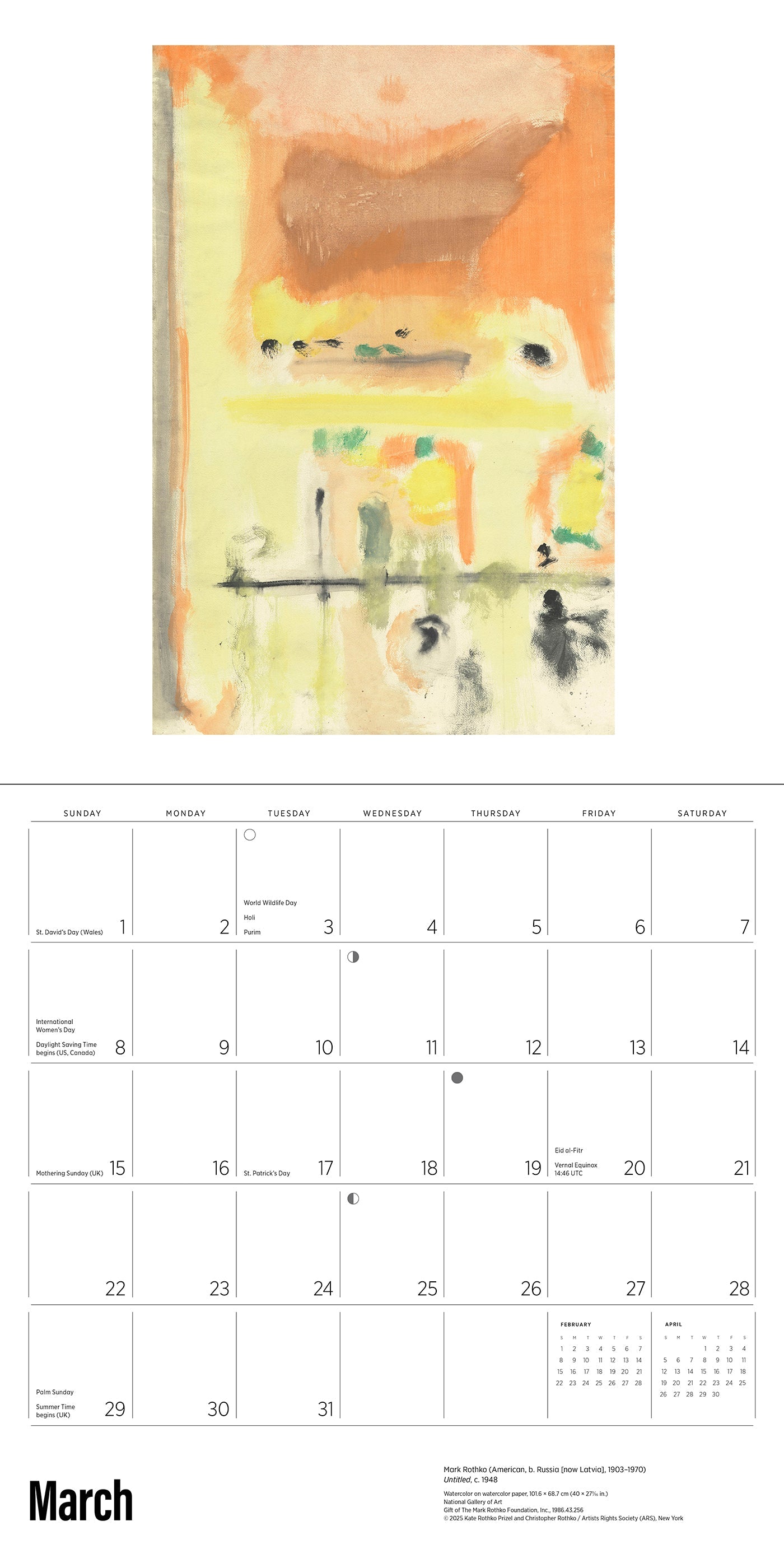 2026 Rothko - Square Wall Calendar