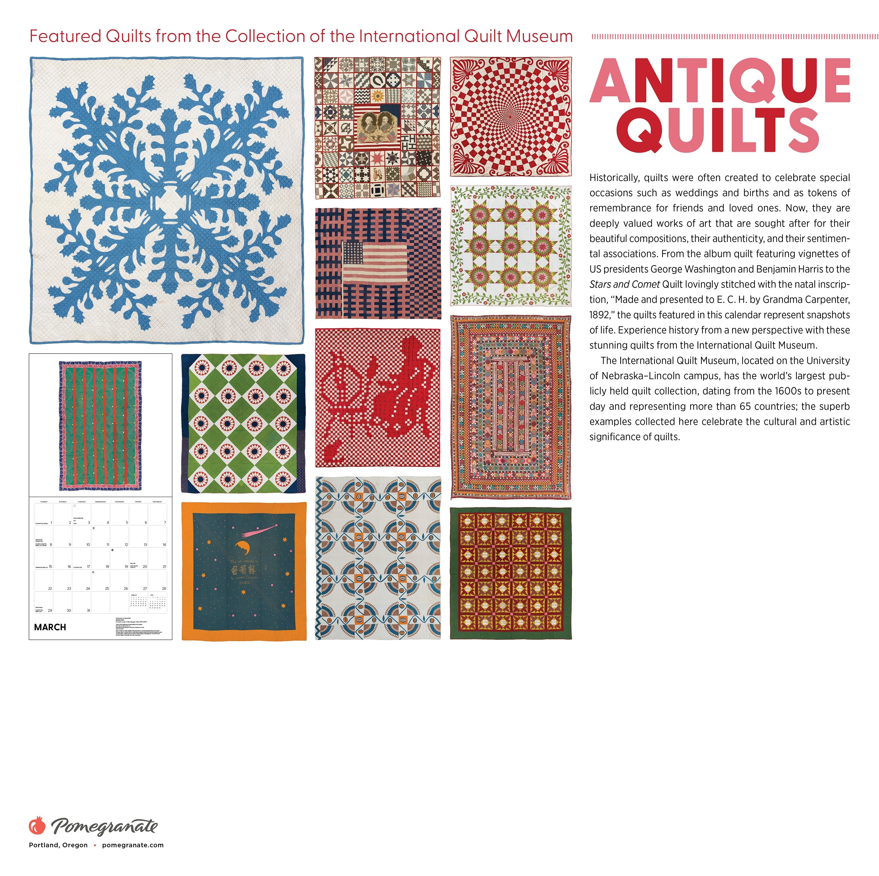 2026 Antique Quilts - Square Wall Calendar