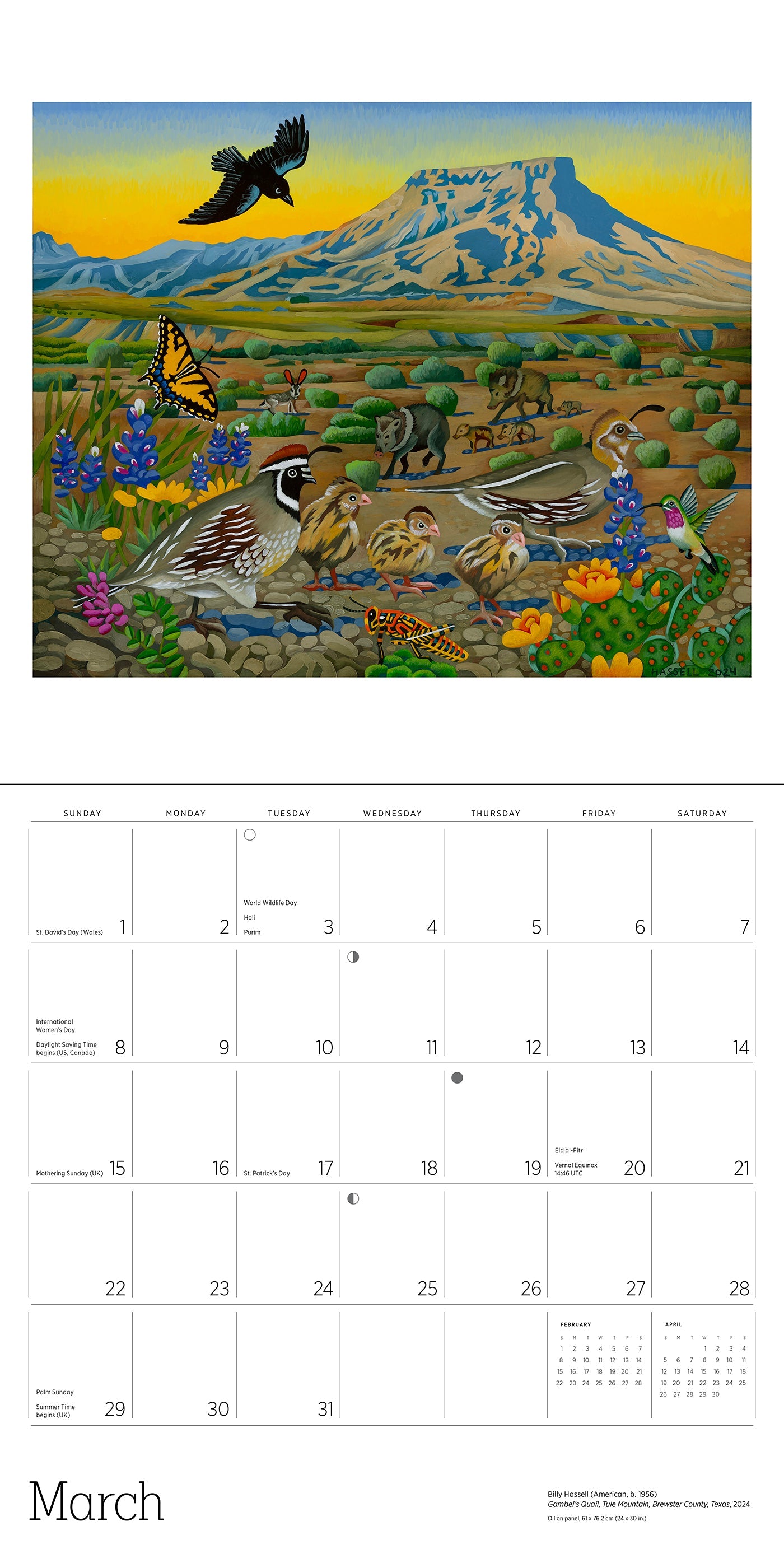 2026 In the Wild: The Art of Billy Hassell - Square Wall Calendar