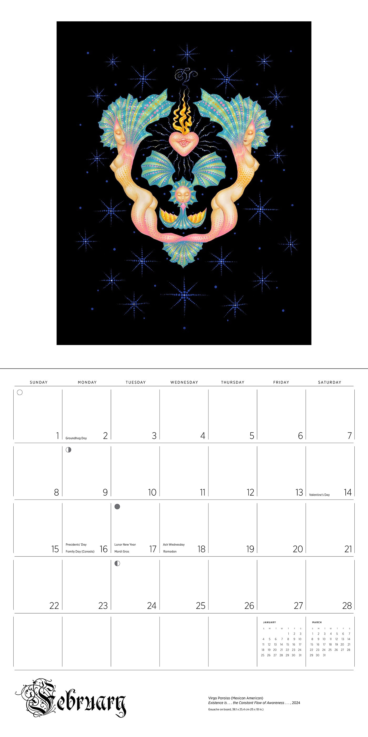 2026 Day of the Dead: The Skull Paintings of Tino Rodriguez and Virgo Paraiso - Square Wall Calendar