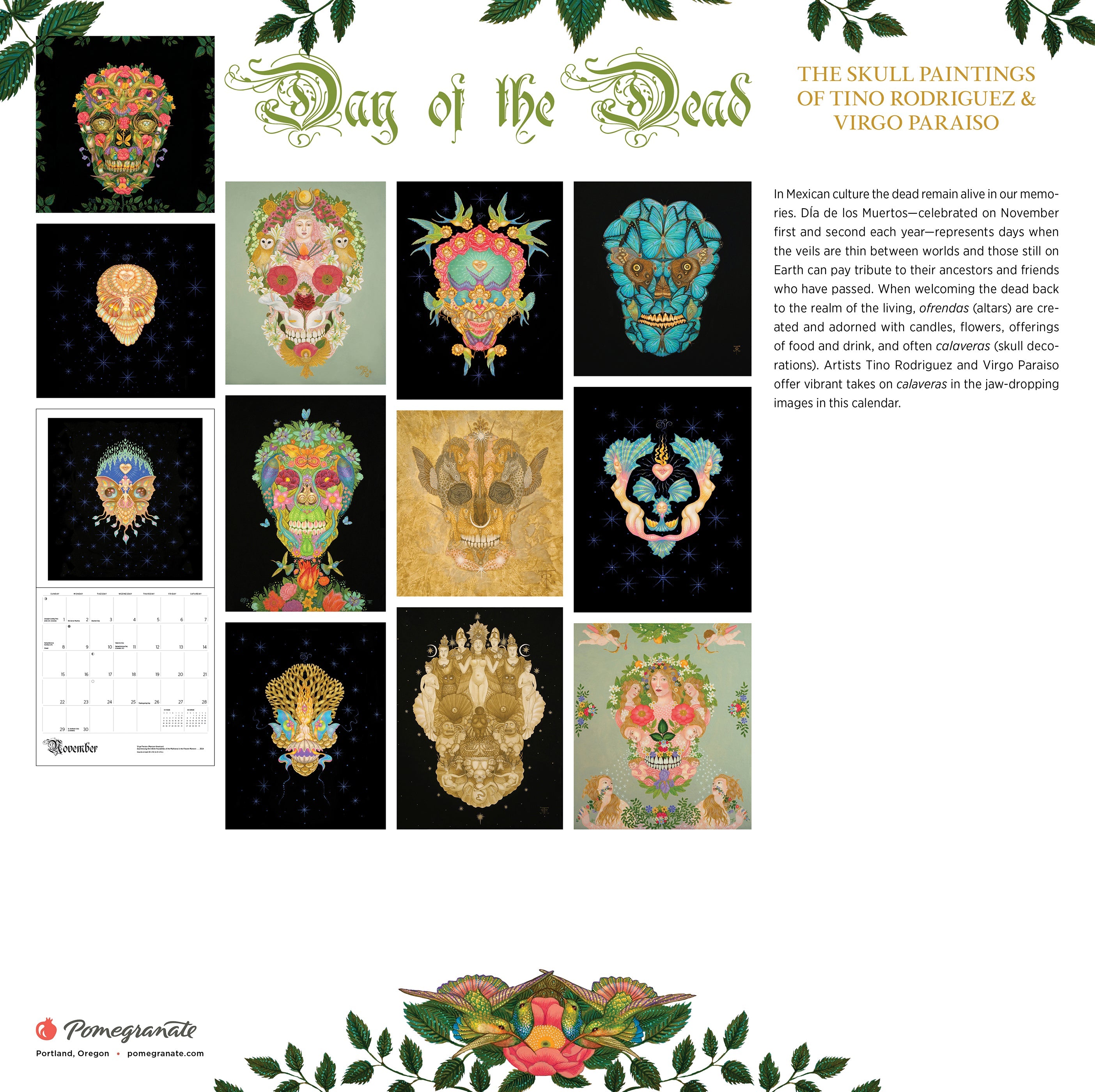 2026 Day of the Dead: The Skull Paintings of Tino Rodriguez and Virgo Paraiso - Square Wall Calendar