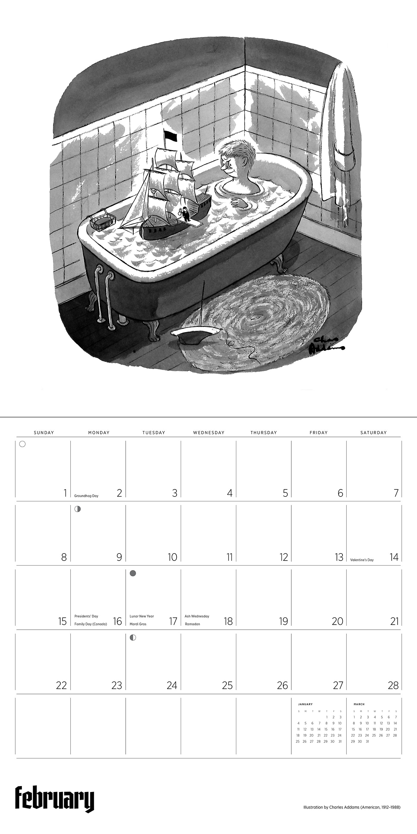 2026 Charles Addams: The Addams Family - Square Wall Calendar
