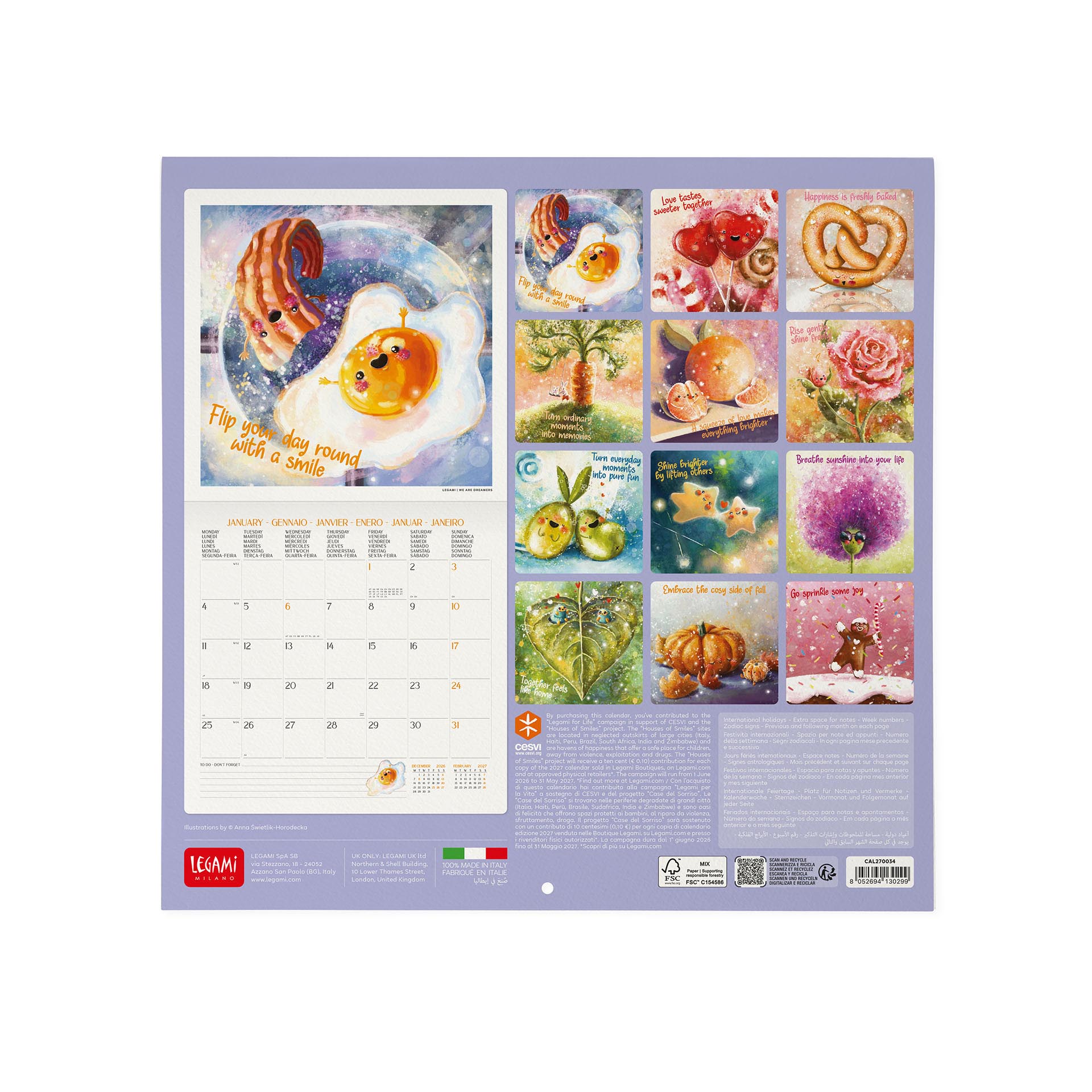 2027 Good Vibes Only - Square Wall Calendar