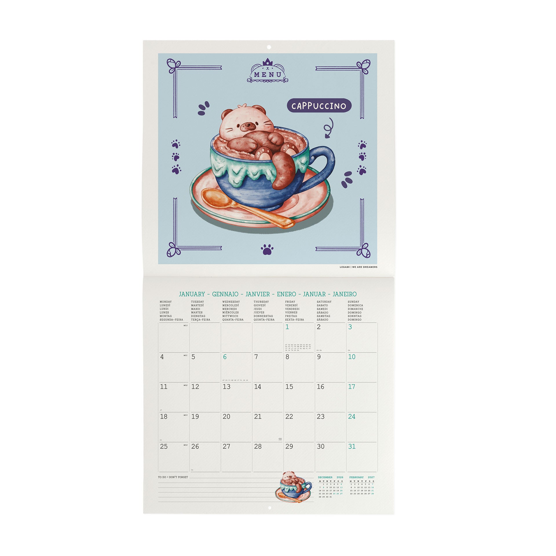 2027 Cutie Foodie - Square Wall Calendar