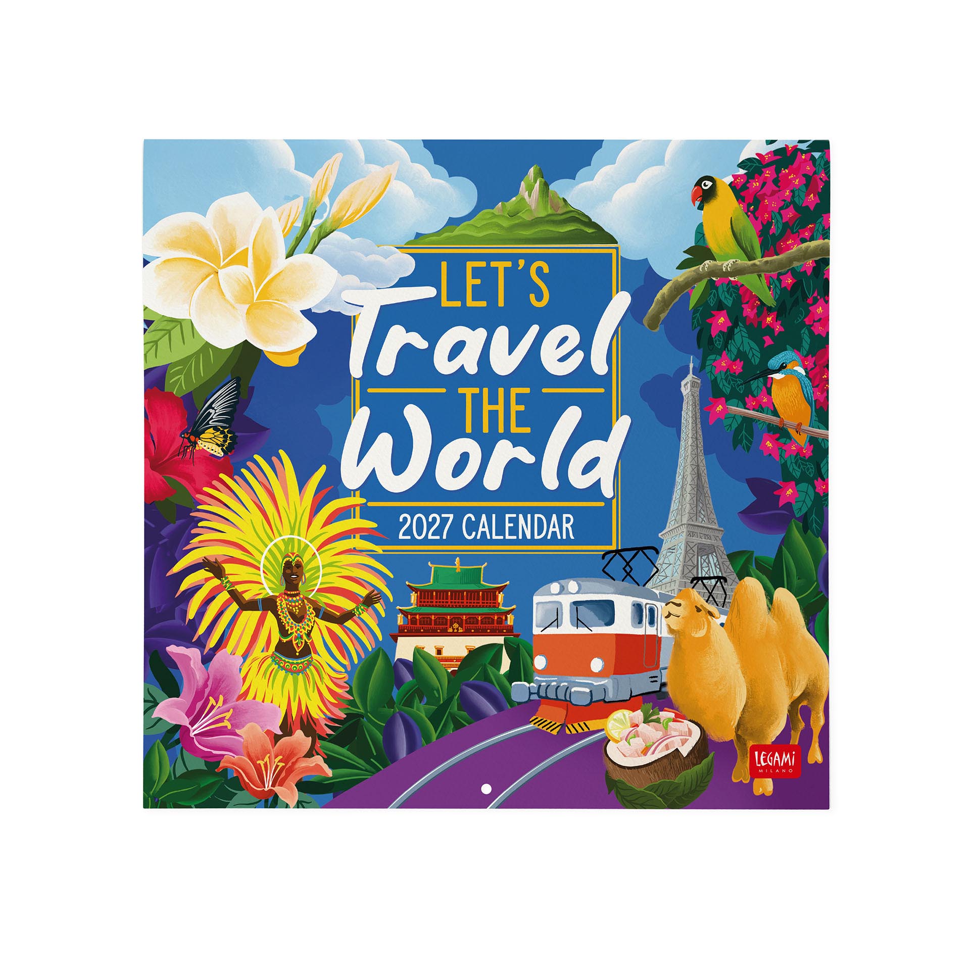 2027 Let's Travel the World - Square Wall Calendar
