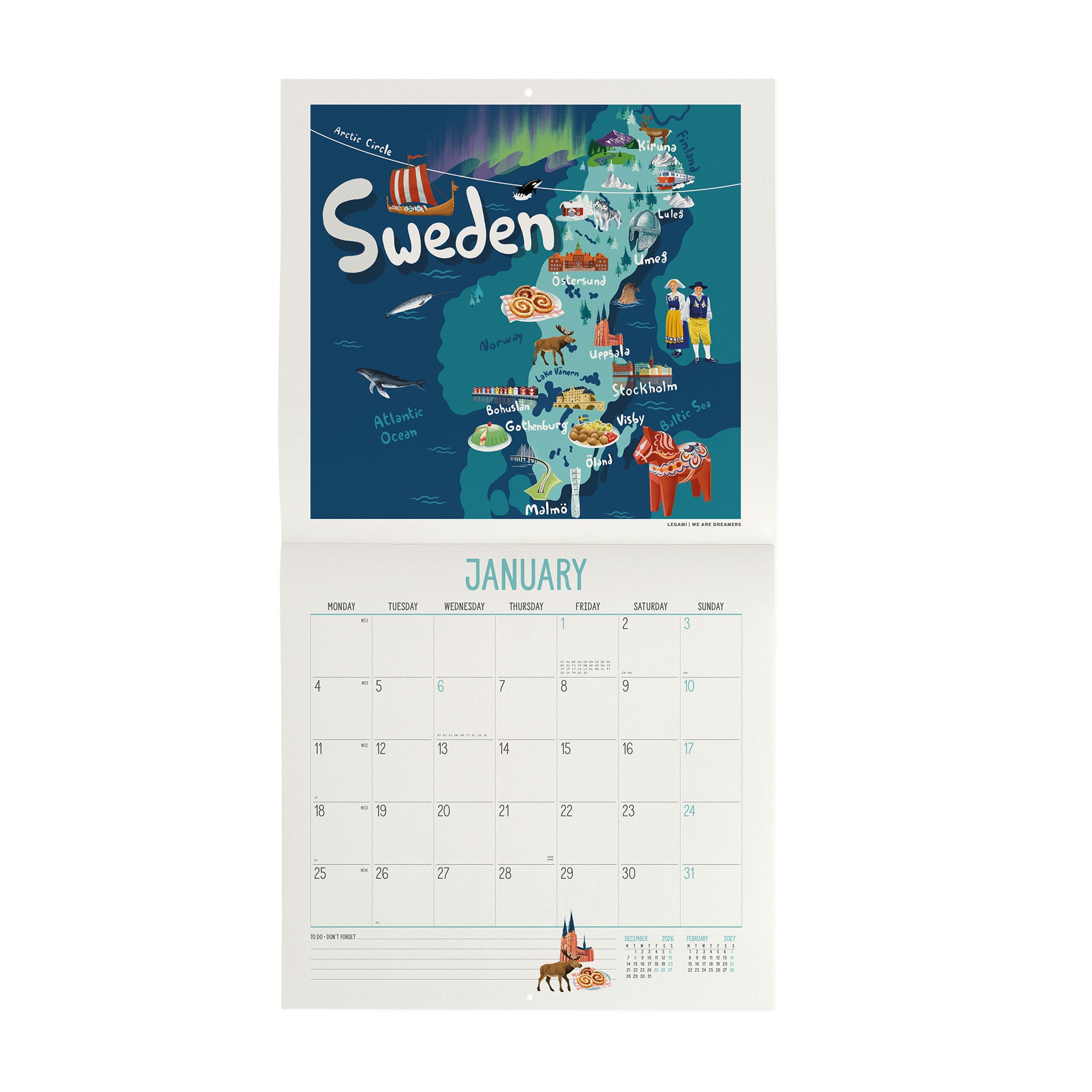 2027 Let's Travel the World - Square Wall Calendar
