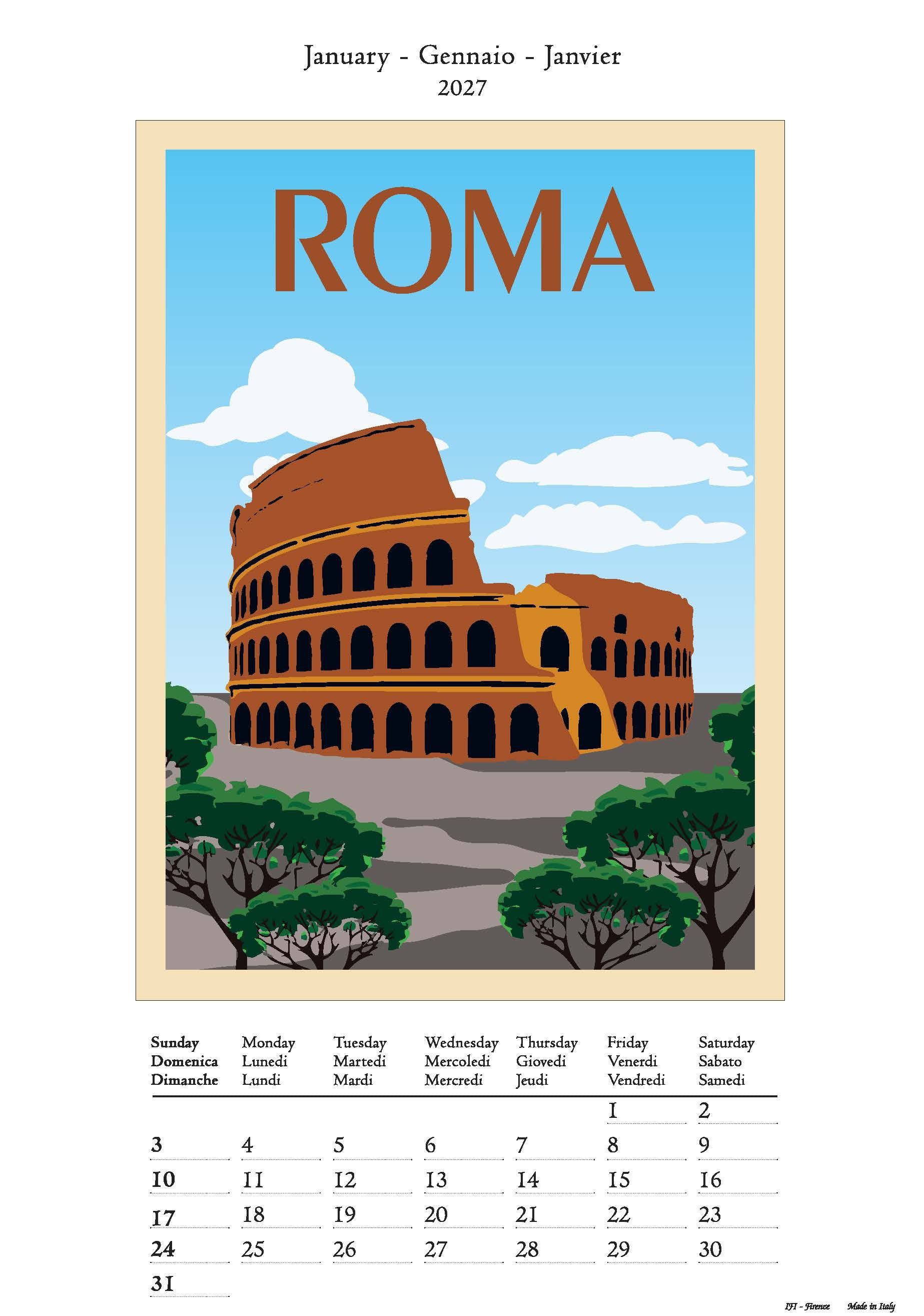 2027 Italia - Deluxe Wall Calendar