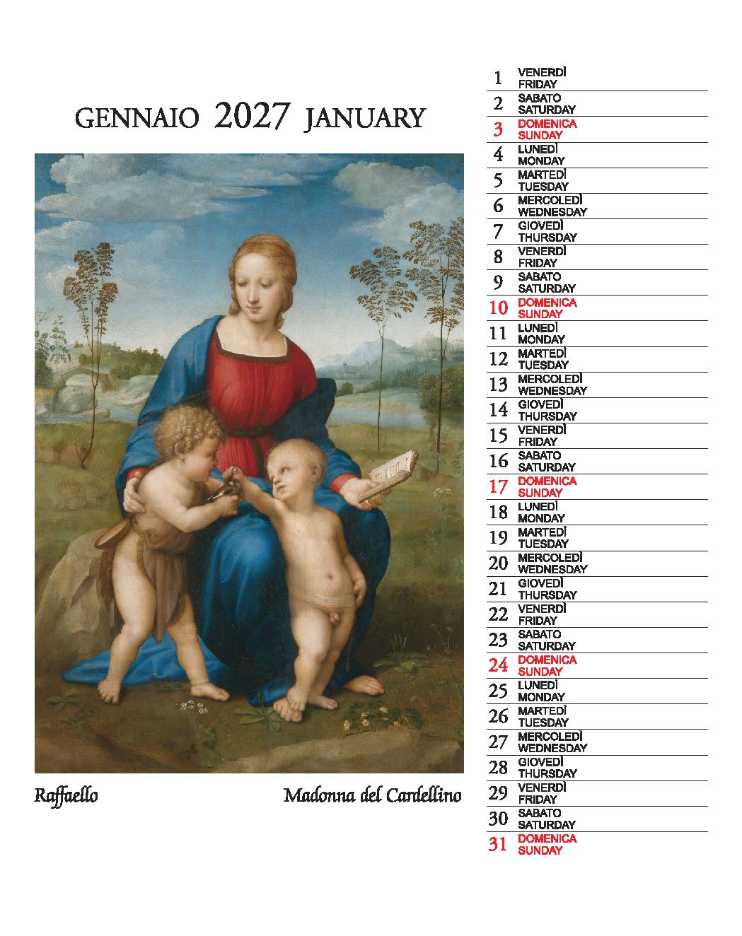 2027 Uffizi - Desk Easel Calendar