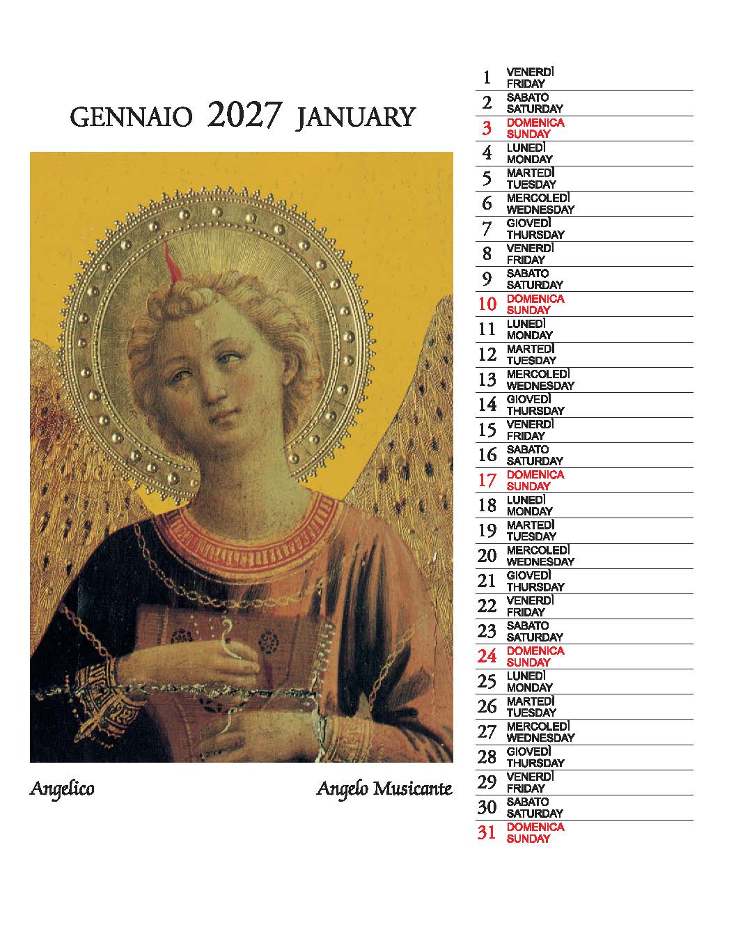 2027 Beato Angelico - Desk Easel Calendar