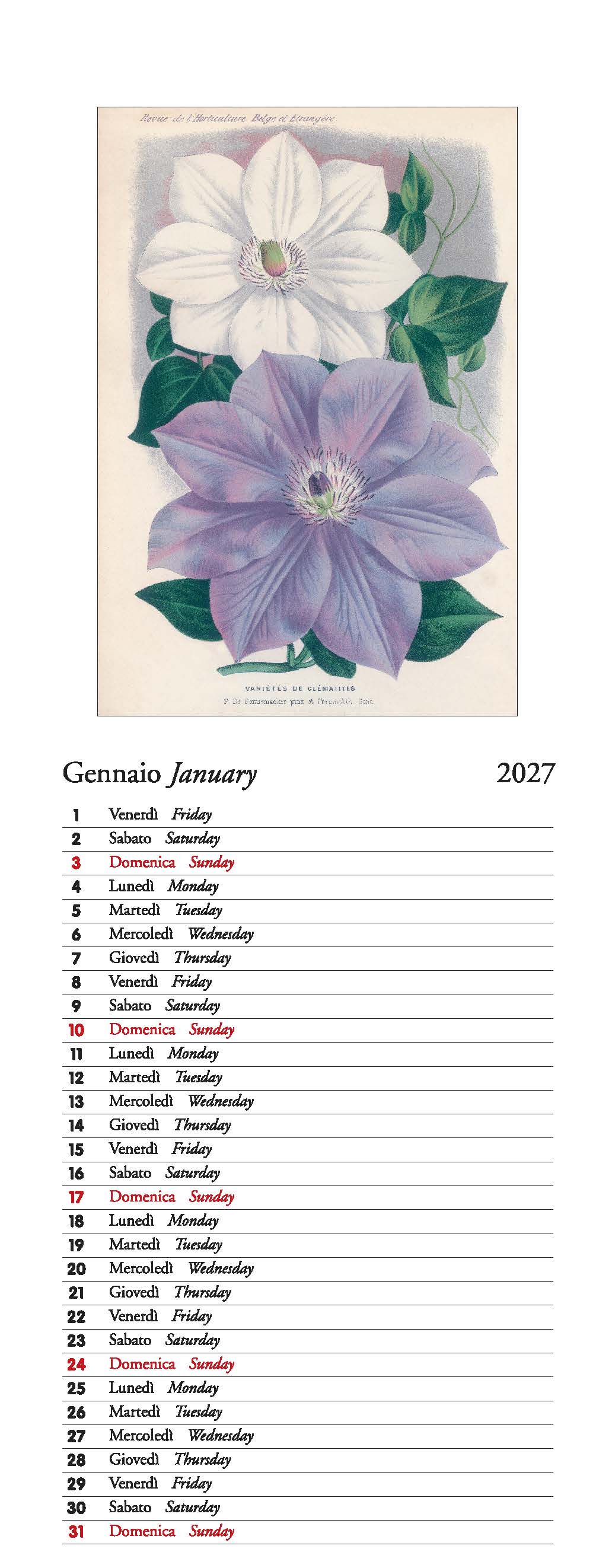 2027 Botanica - Slim Wall Calendar