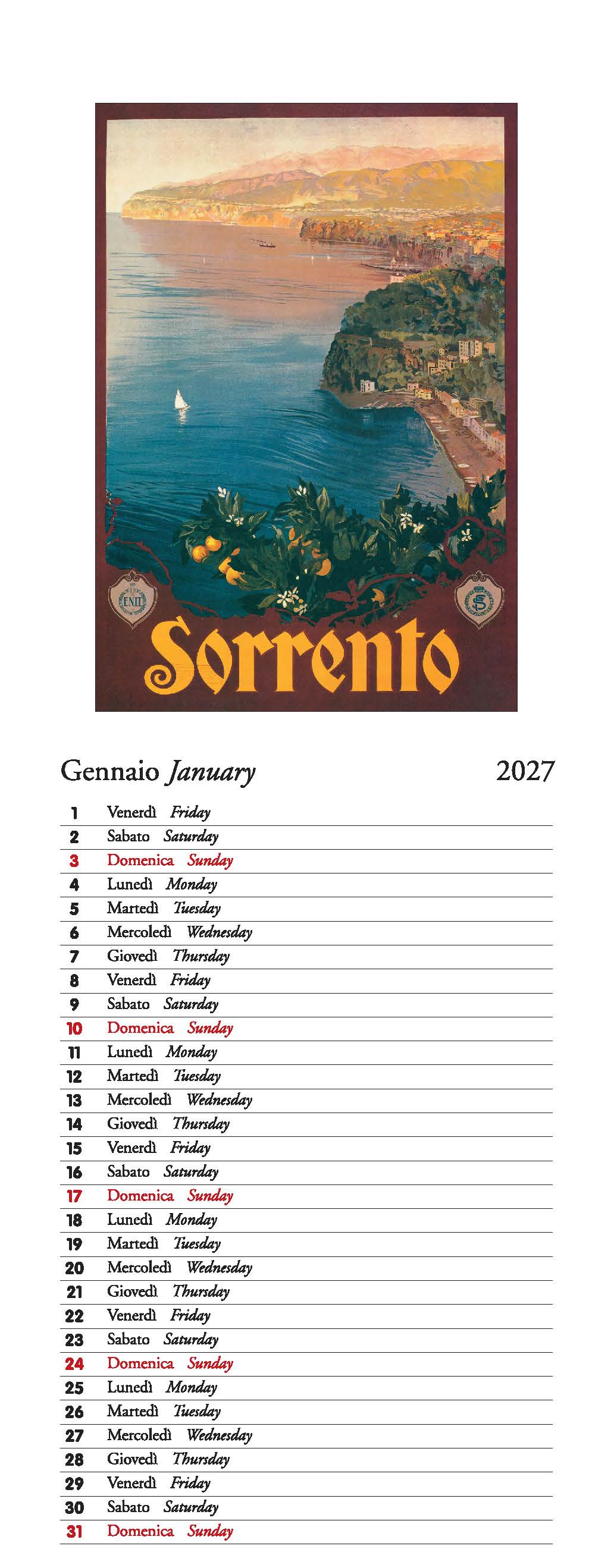 2027 Italian Riviera - Slim Wall Calendar