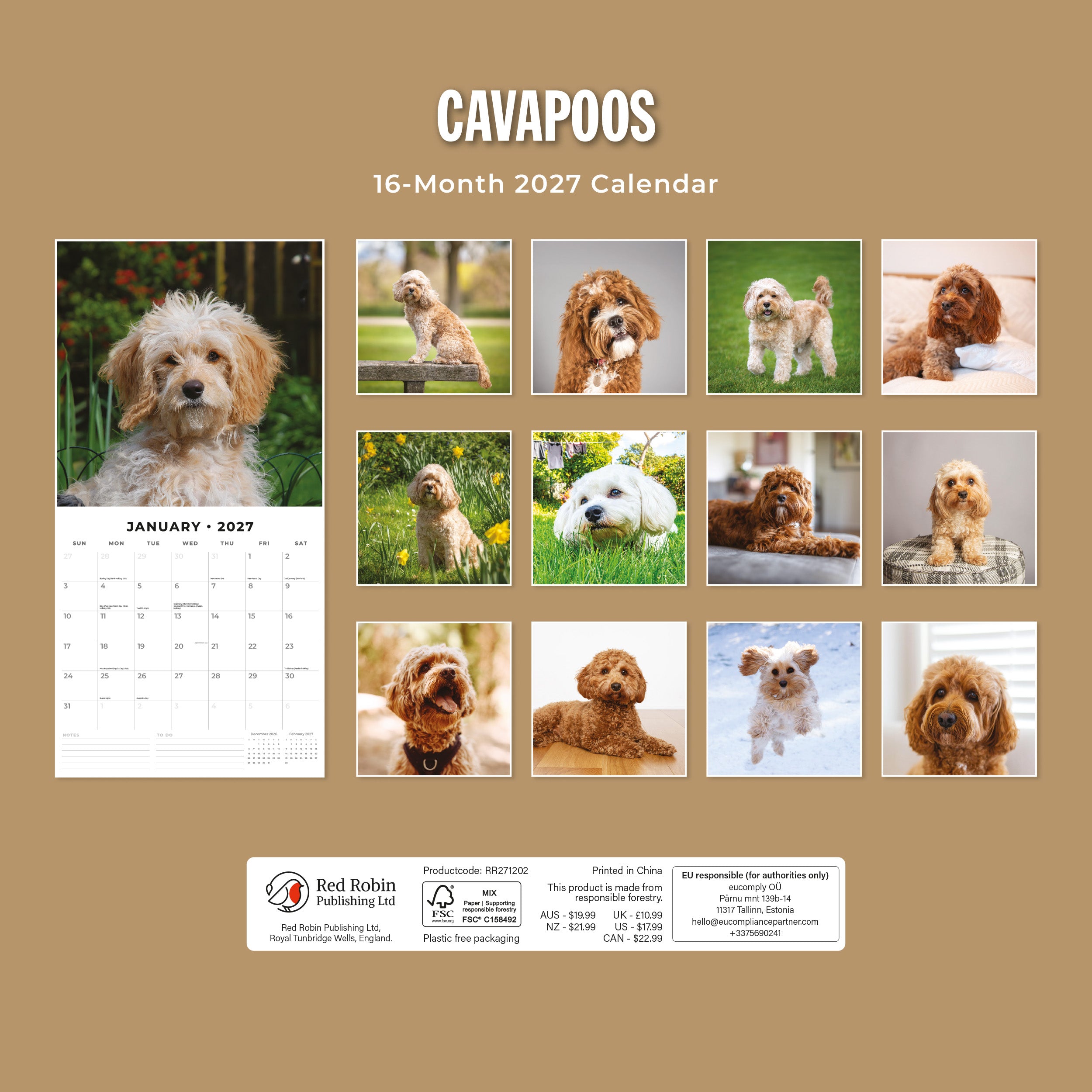 2027 Cavapoos - Square Wall Calendar