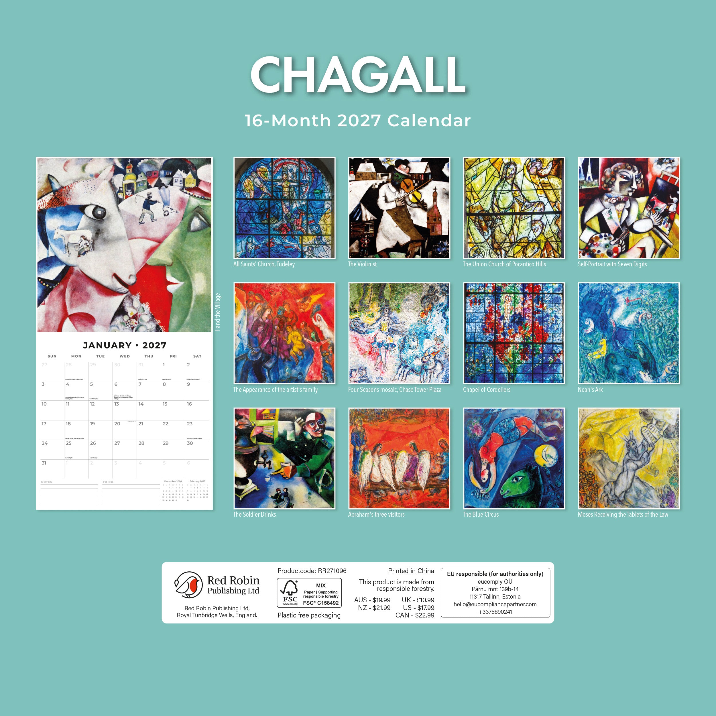 2027 Chagall - Square Wall Calendar