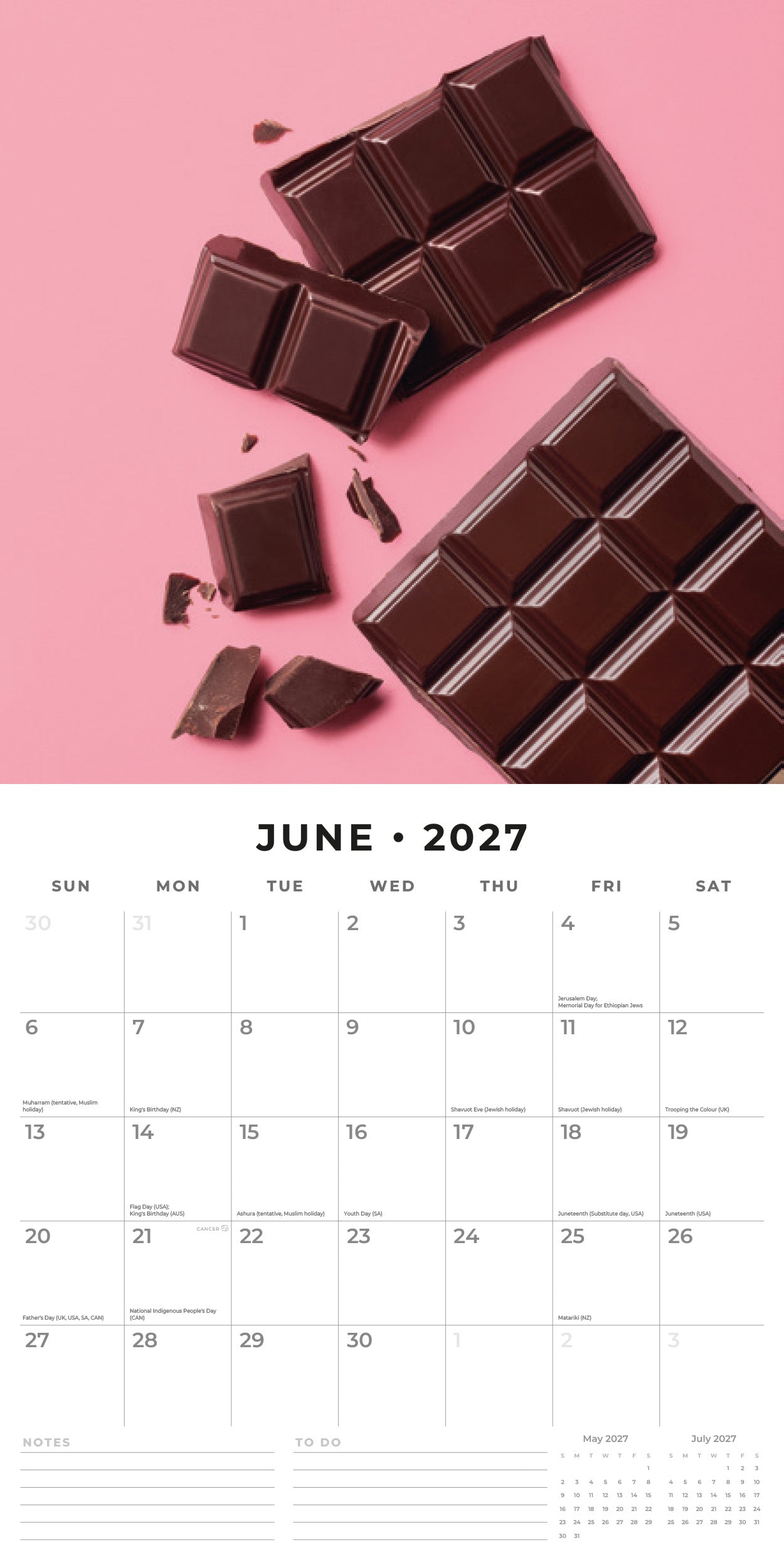 2027 Chocolate Lovers - Square Wall Calendar