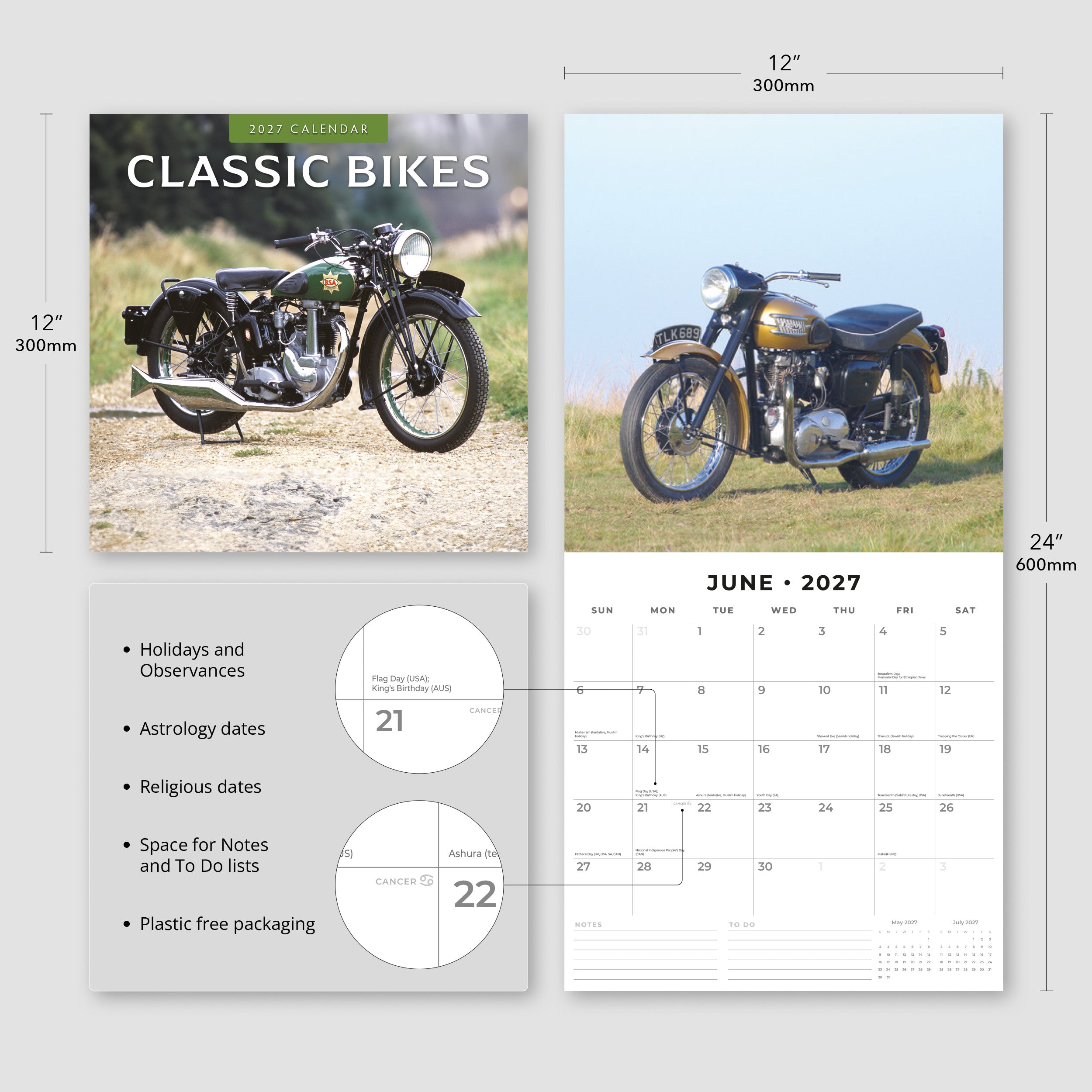 2027 Classic Bikes - Square Wall Calendar