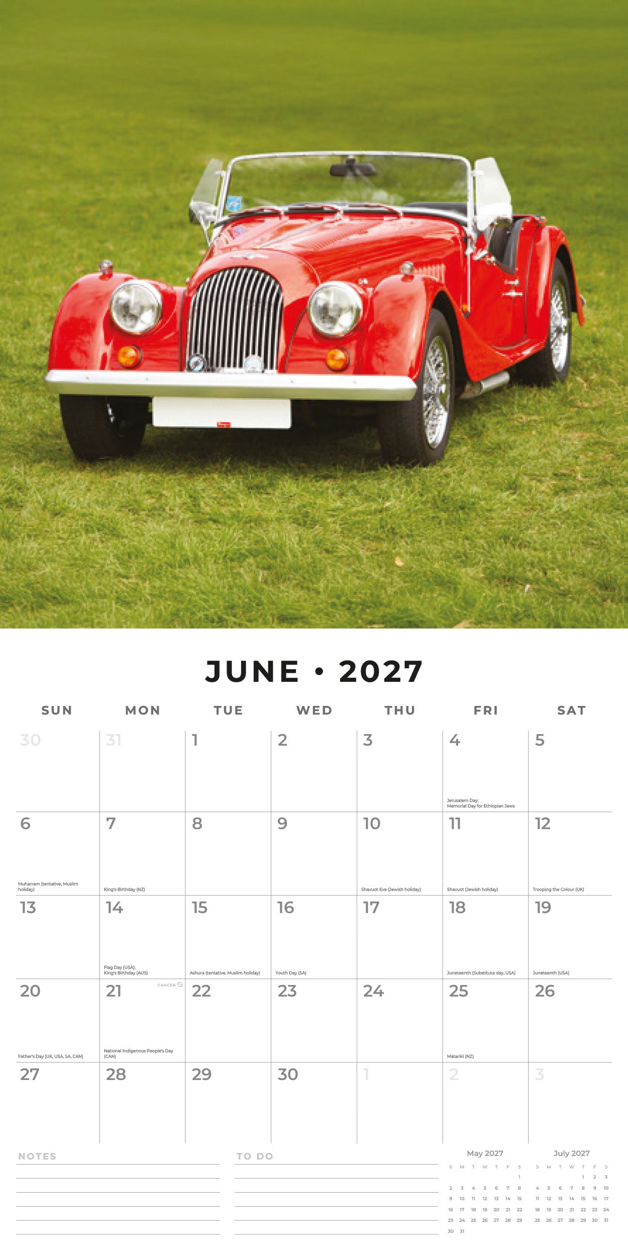 2027 Classic Cars - Square Wall Calendar