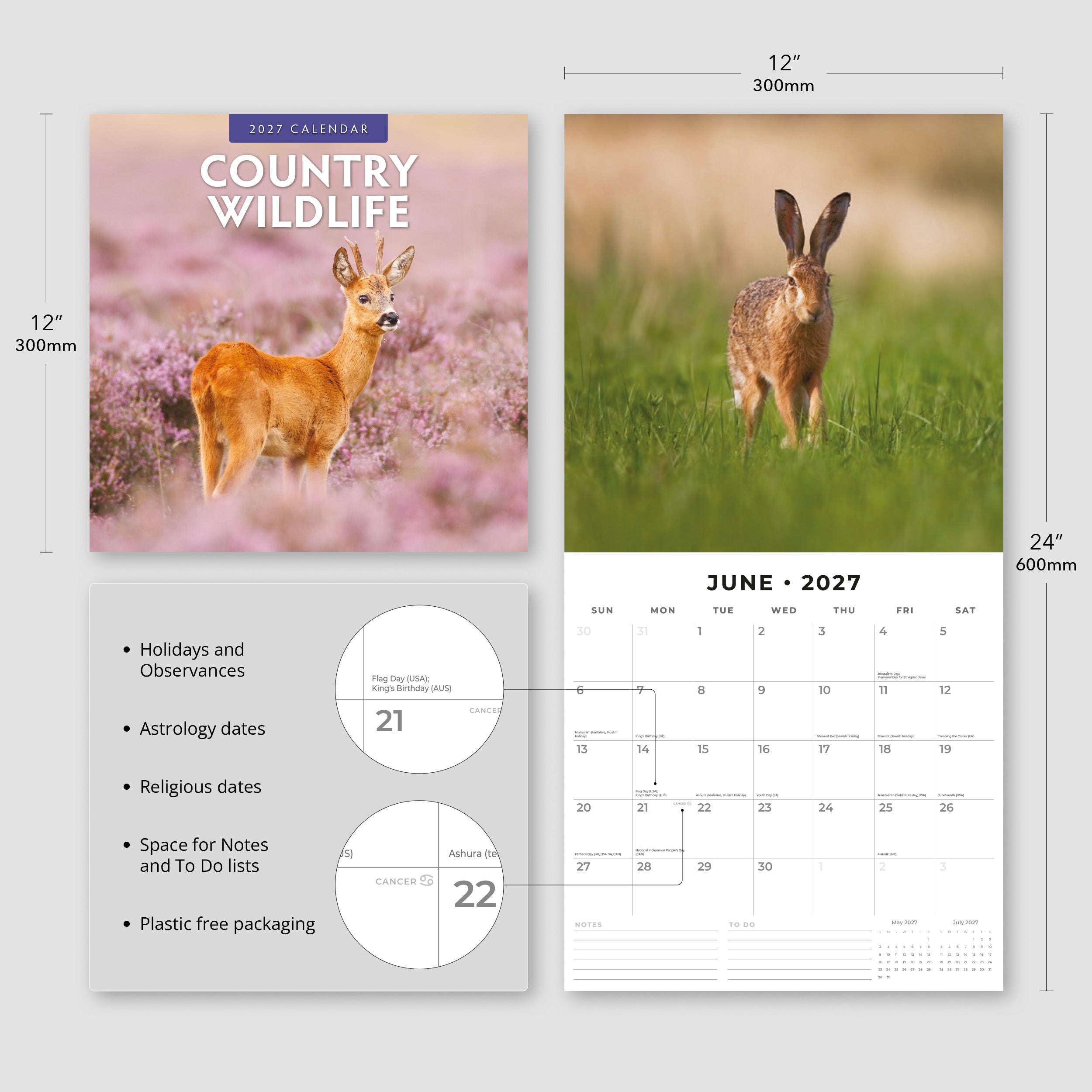 2027 Country Wildlife - Square Wall Calendar