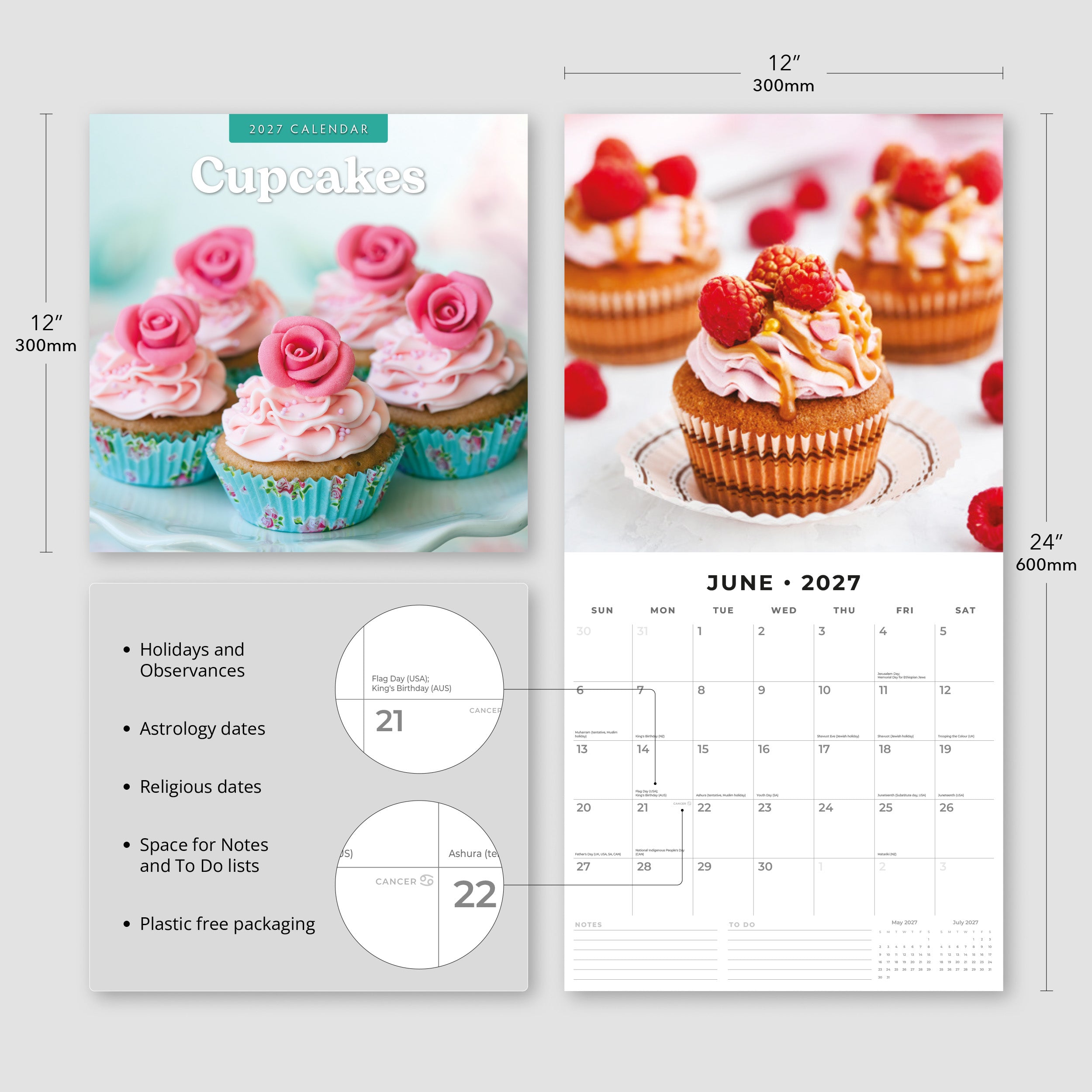 2027 Cupcakes - Square Wall Calendar