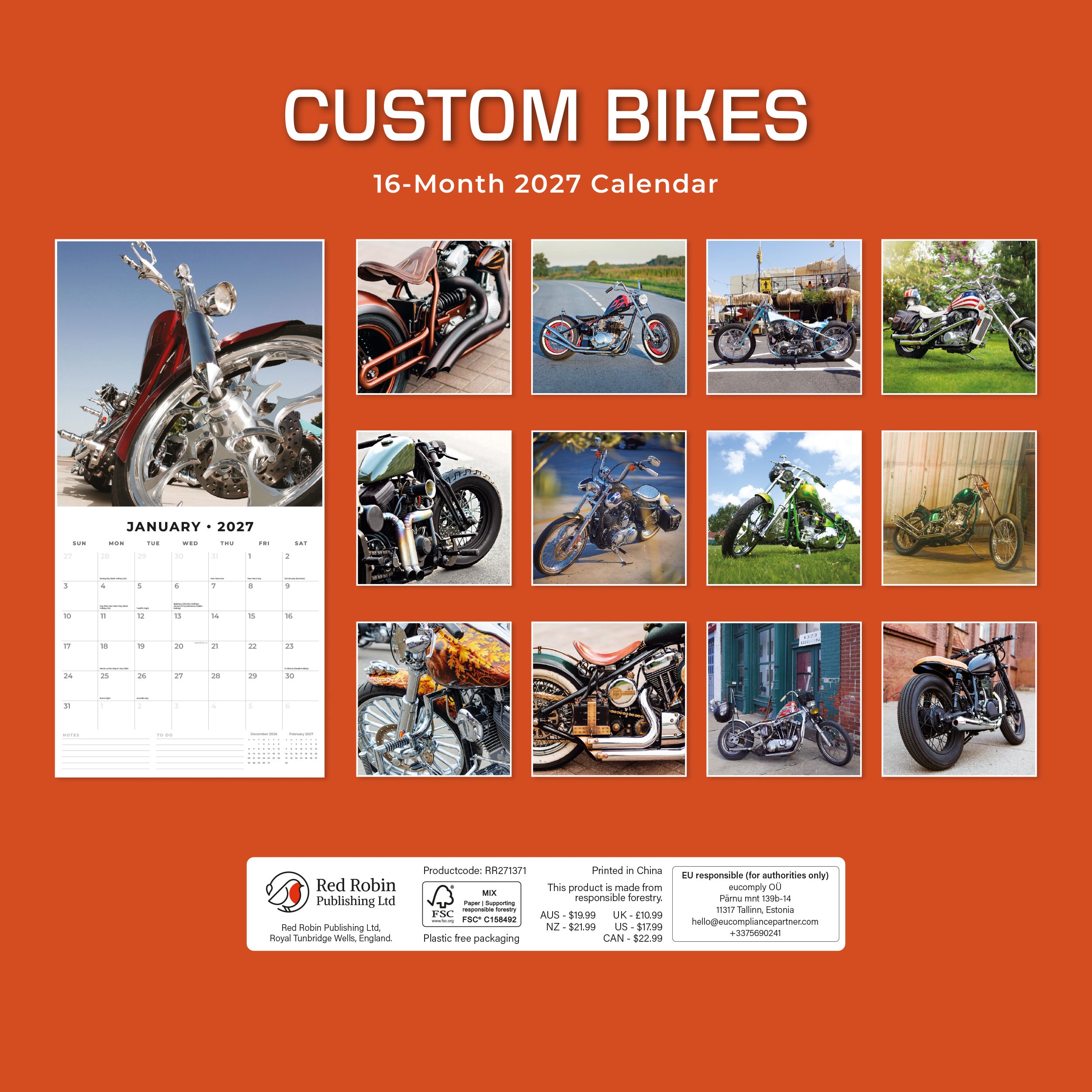 2027 Custom Bikes - Square Wall Calendar