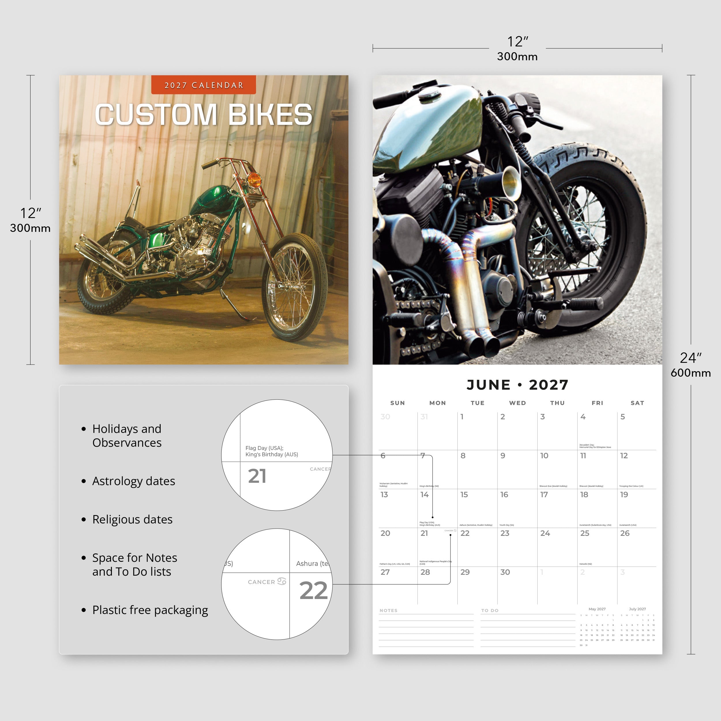 2027 Custom Bikes - Square Wall Calendar