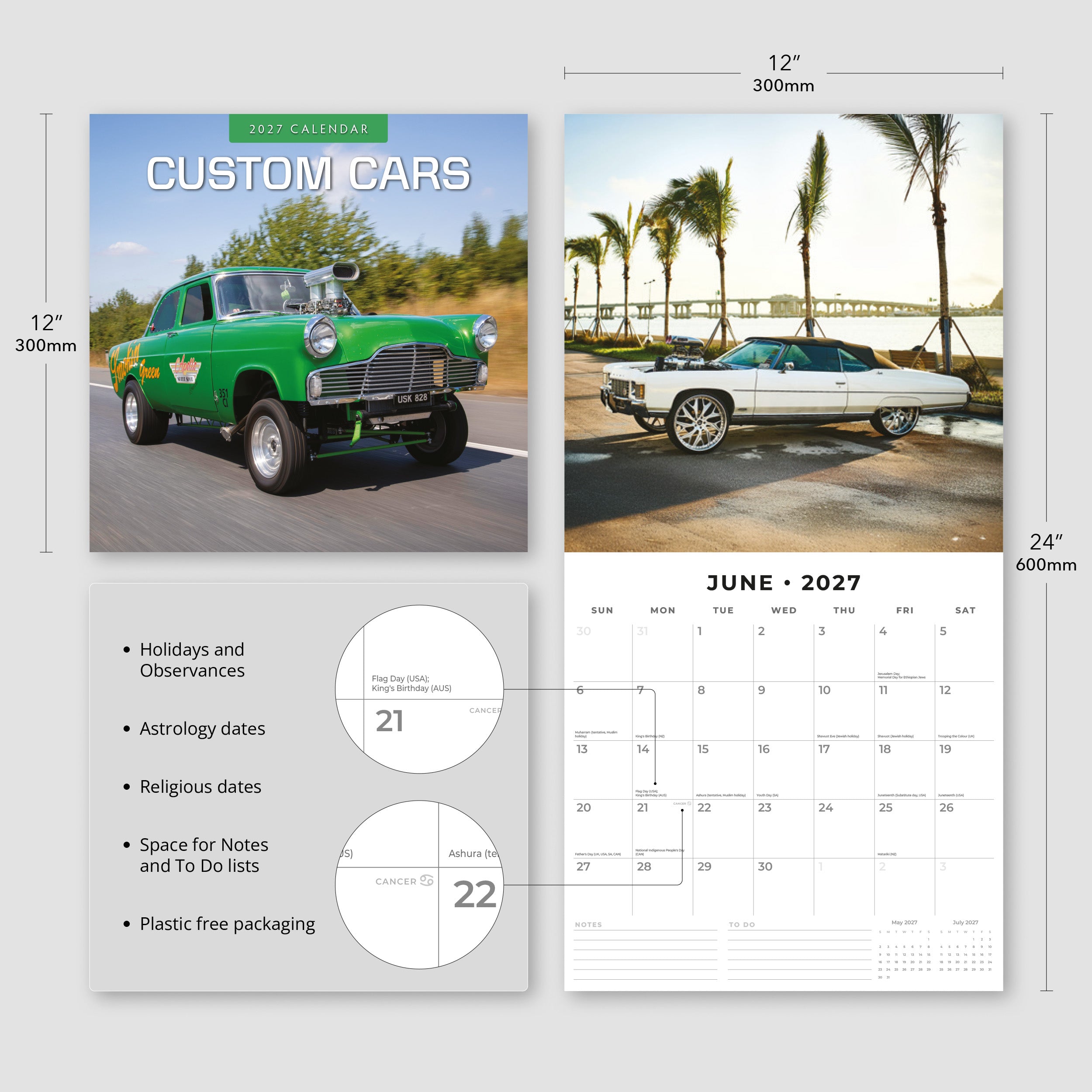 2027 Custom Cars - Square Wall Calendar