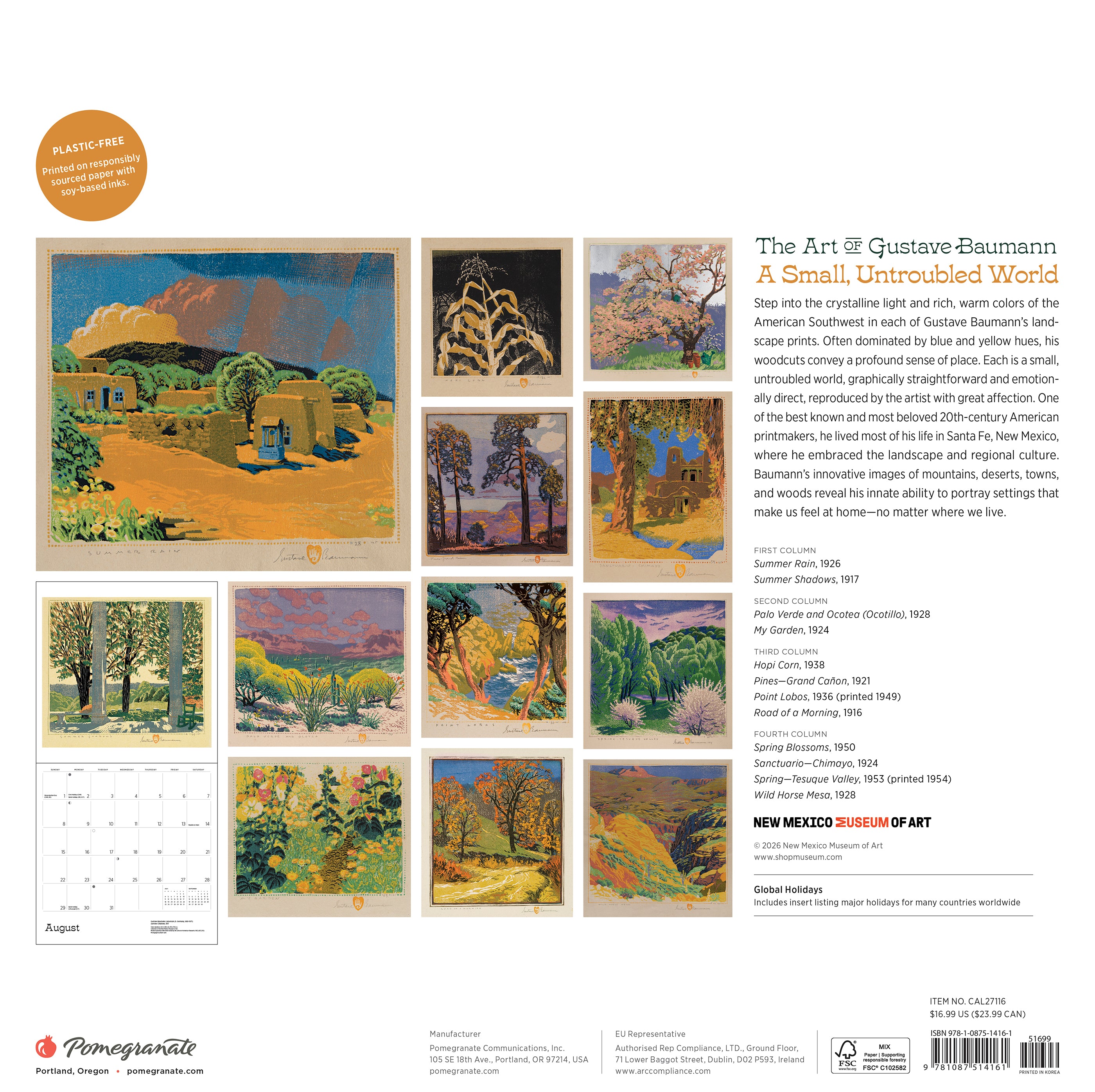 2027 The Art of Gustave Baumann - Square Wall Calendar