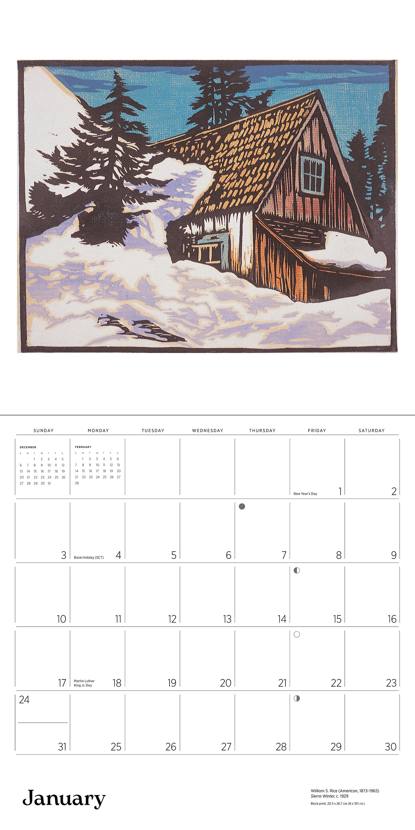 2027 Arts & Crafts Block Prints by William S. Rice - Square Wall Calendar