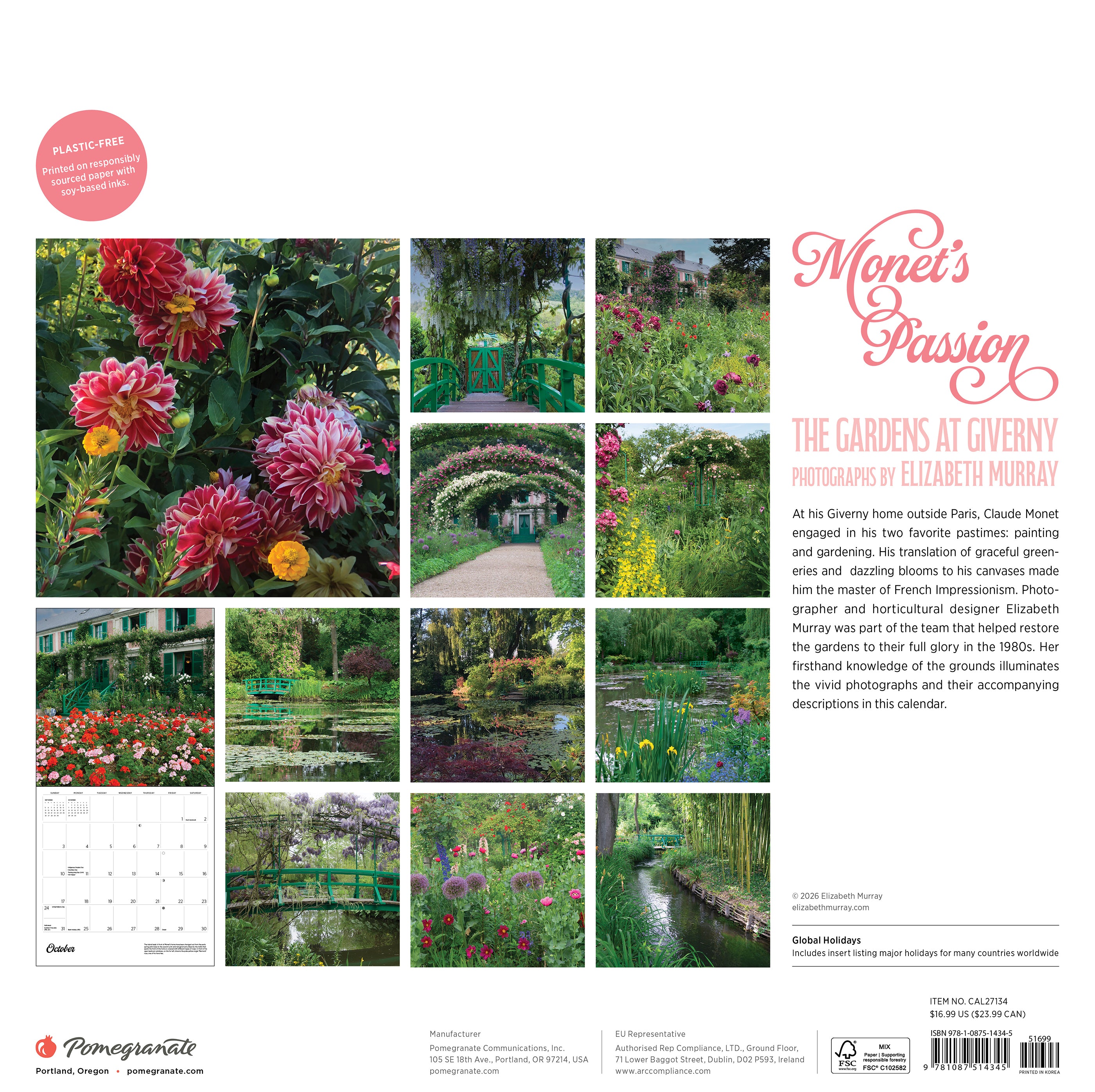 2027 Monet's Passion - Square Wall Calendar