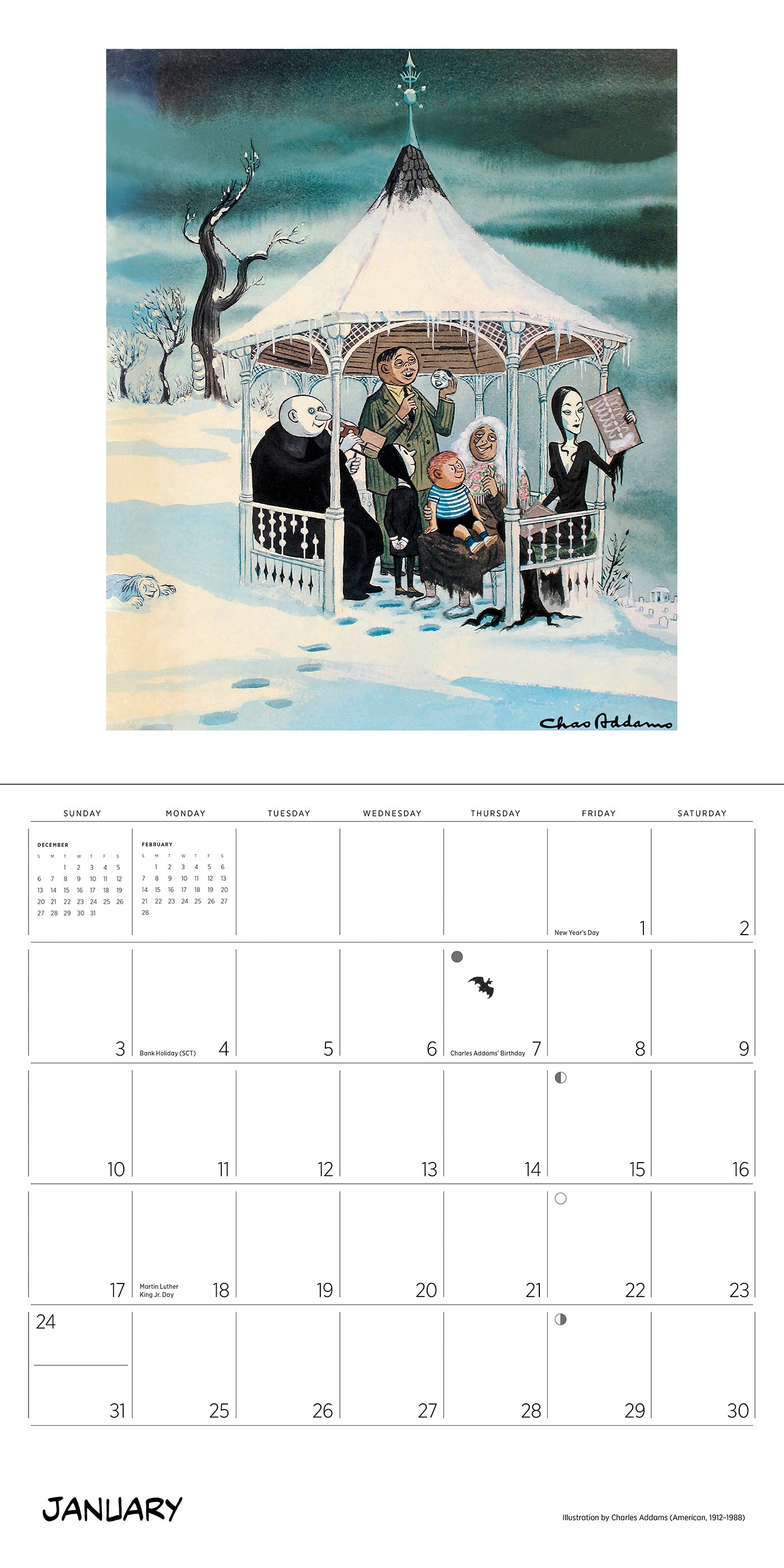 2027 The Addams Family Charles Addams - Square Wall Calendar