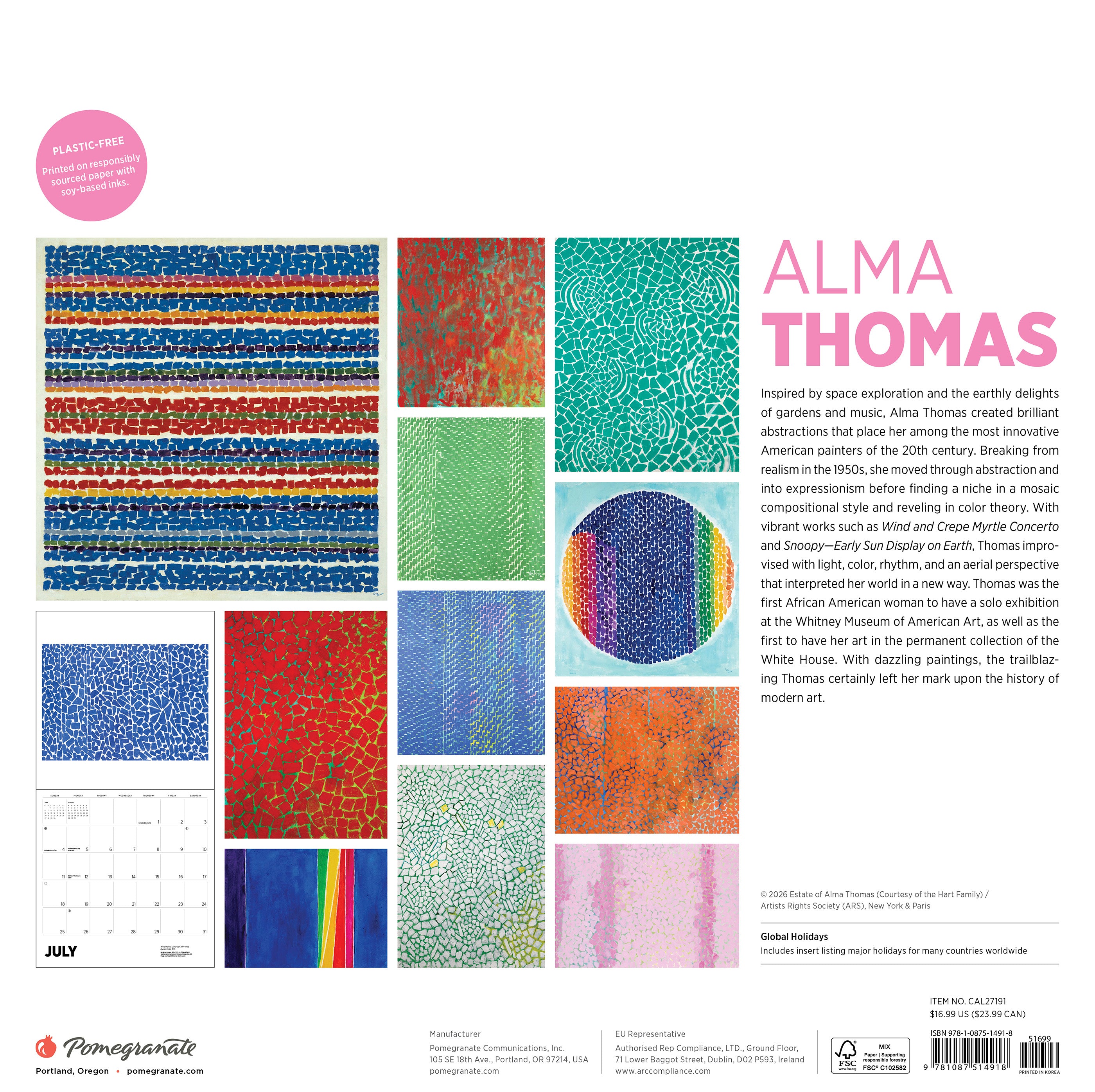 2027 Alma Thomas - Square Wall Calendar