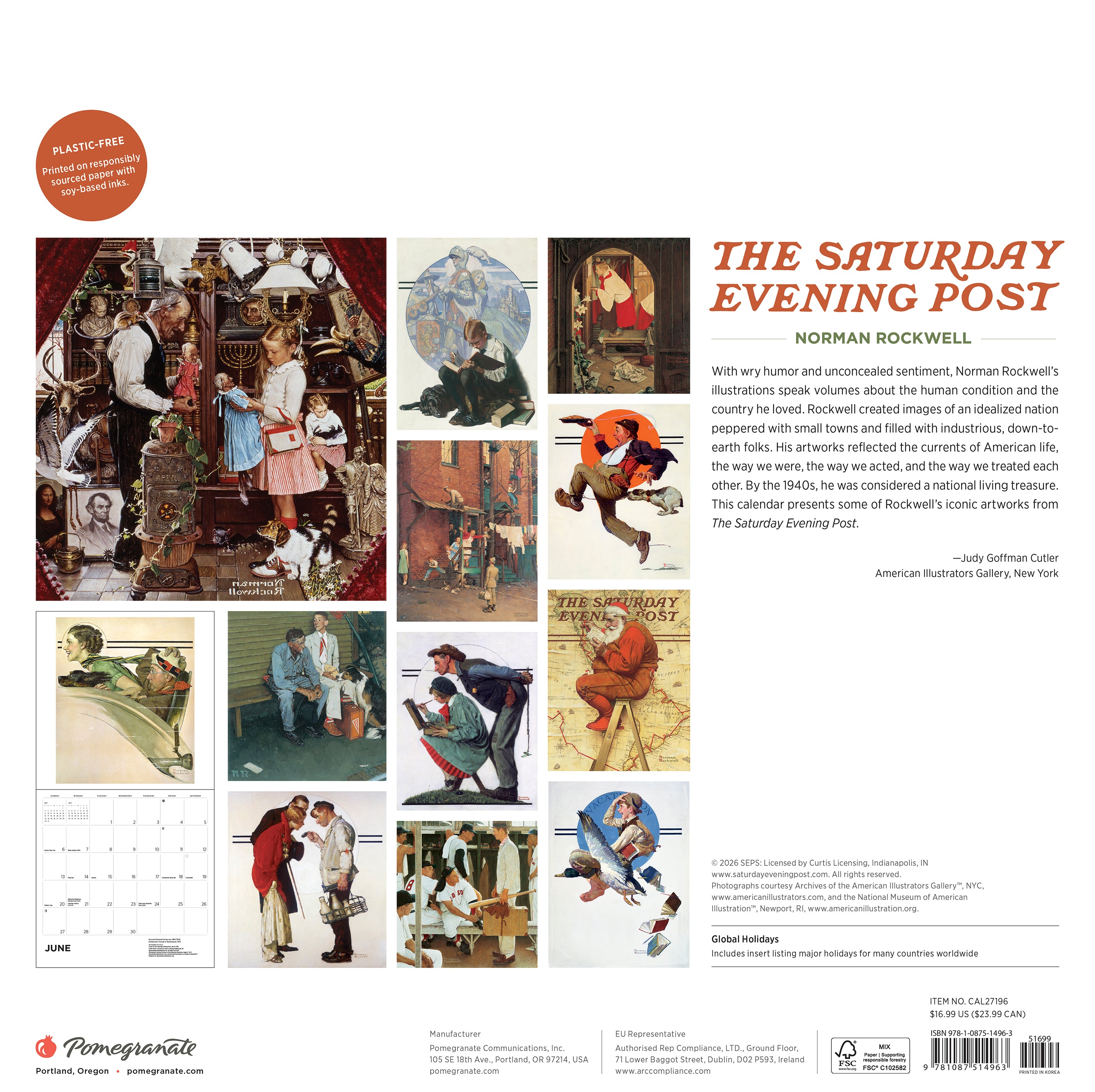 2027 The Saturday Evening Post Norman Rockwell - Square Wall Calendar