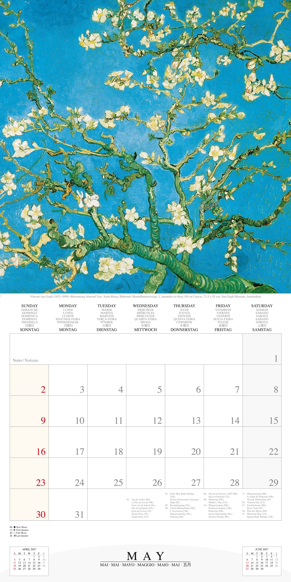 2027 Van Gogh From Vincent's Garden - Square Wall Calendar