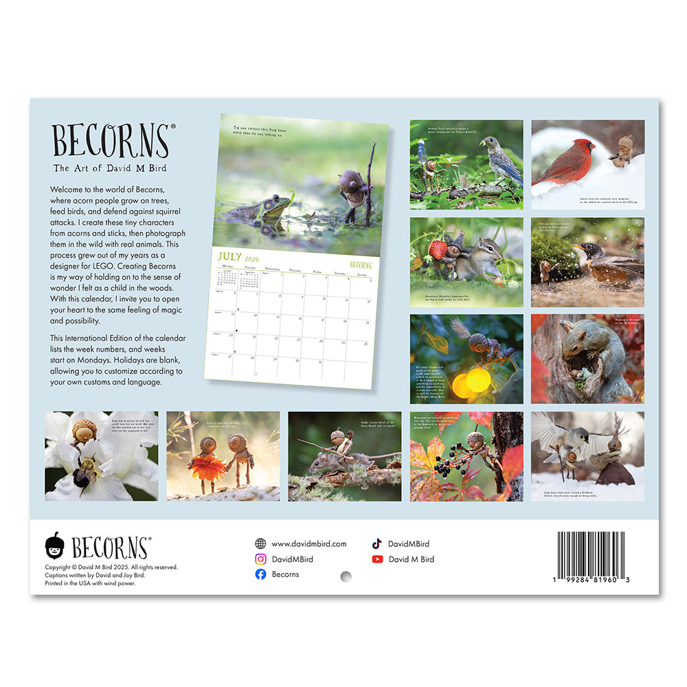 2026 Becorns The Art Of David M Bird - Horizontal Wall Calendar