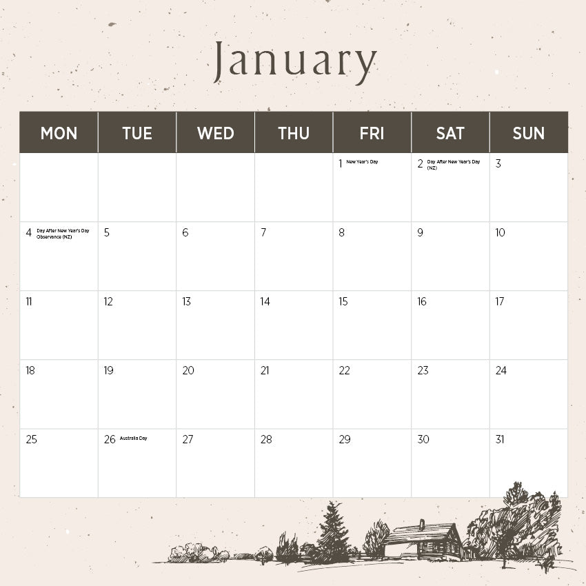 2027 English Countryside - Square Wall Calendar