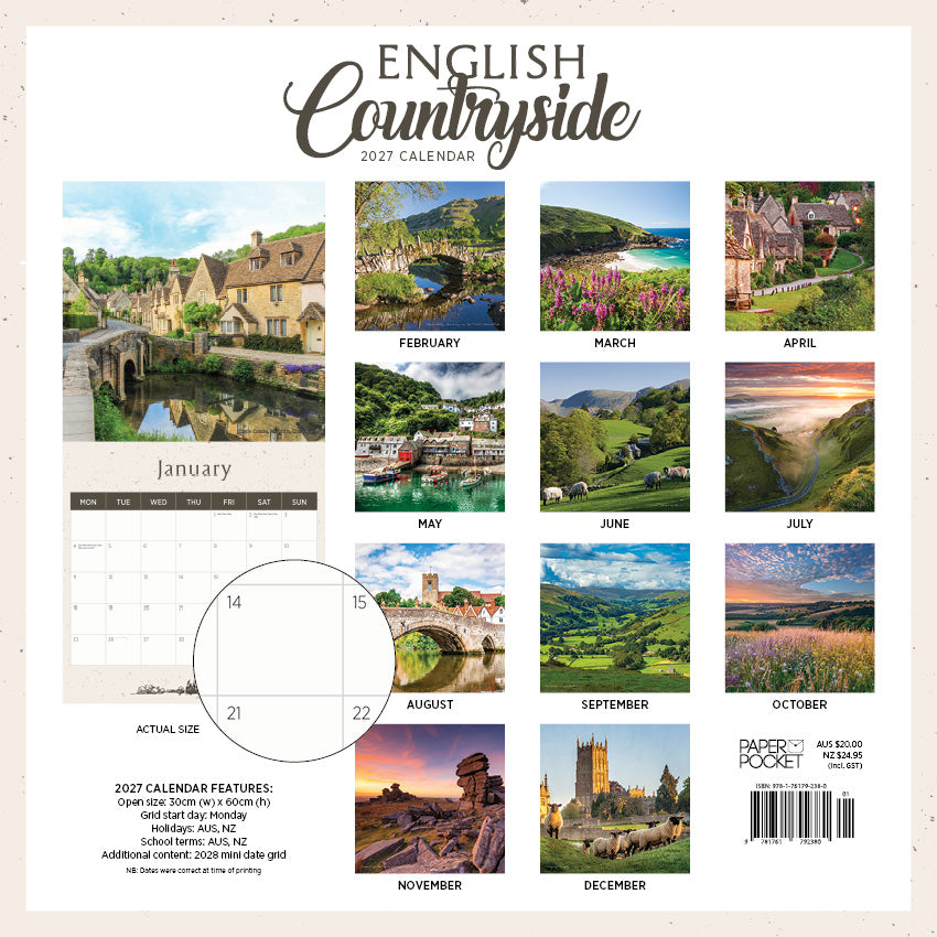 2027 English Countryside - Square Wall Calendar