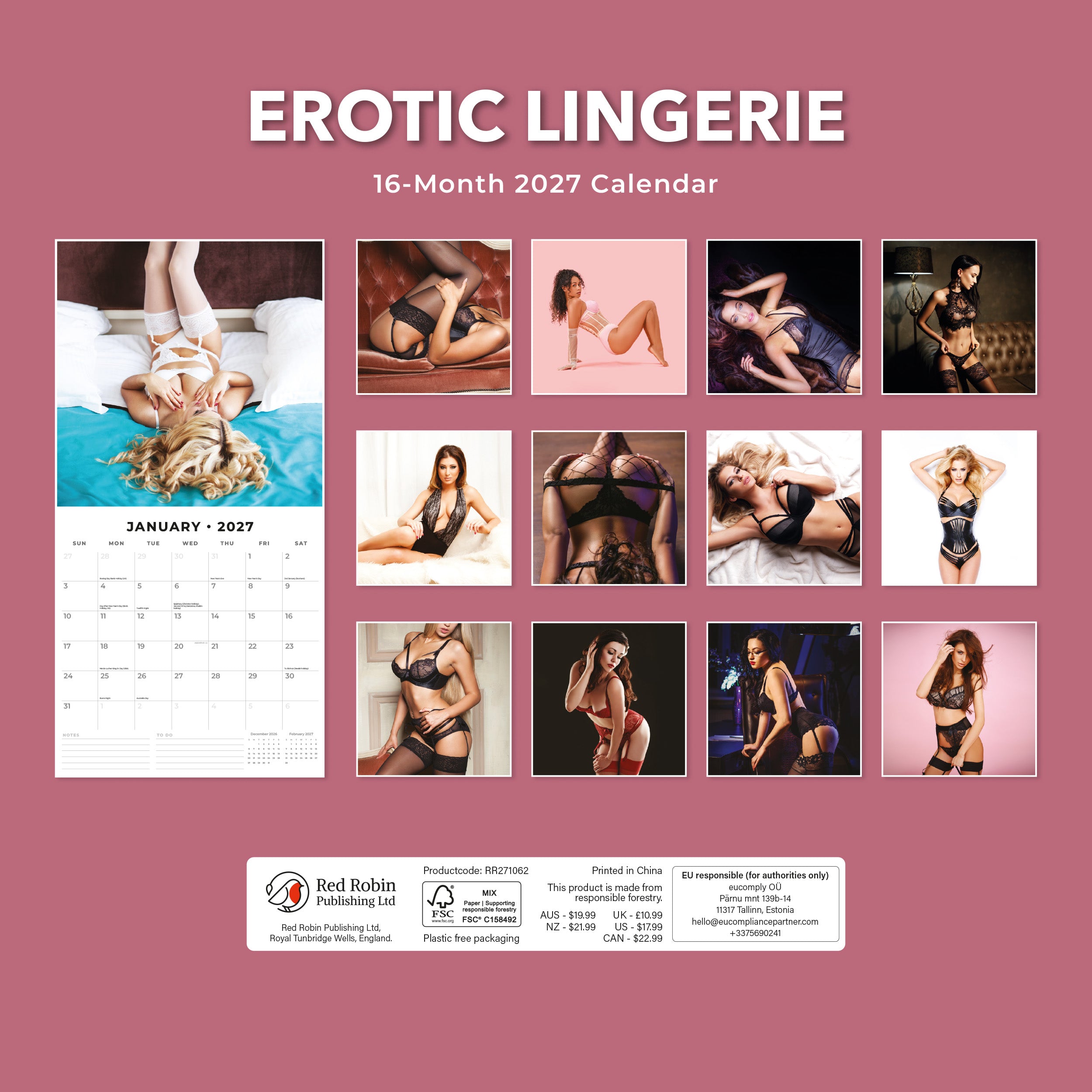 2027 Erotic Lingerie - Square Wall Calendar