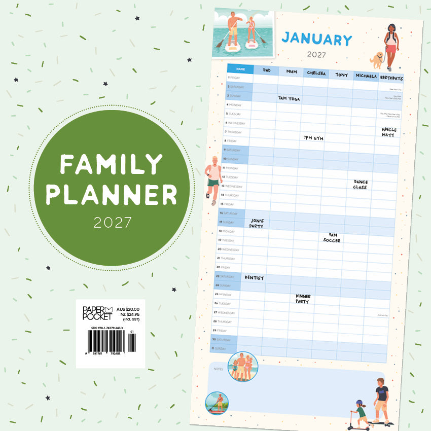 2027 Family Planner - Square Wall Calendar