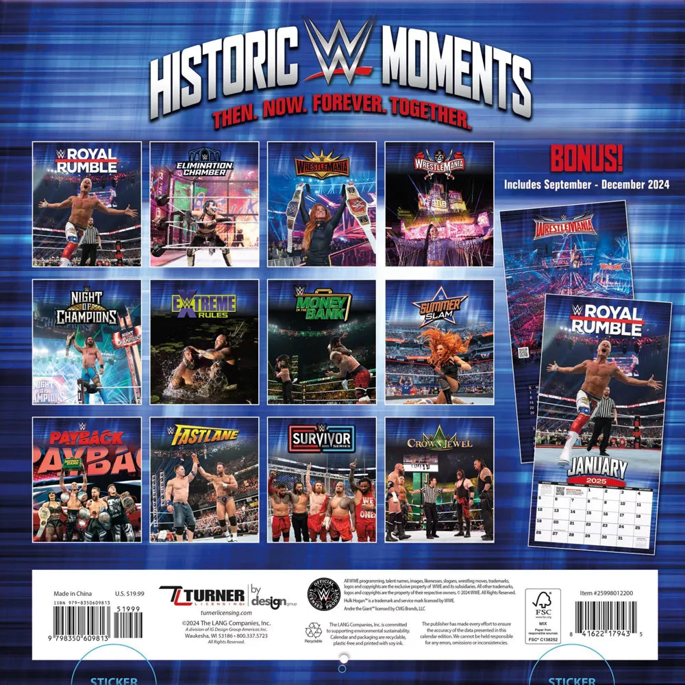 2025 Historic WWE Moments - Square Wall Calendar