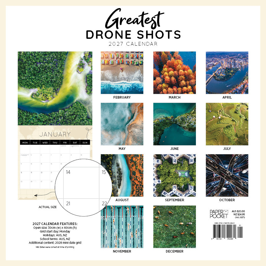 2027 Greatest Drone Shots - Square Wall Calendar