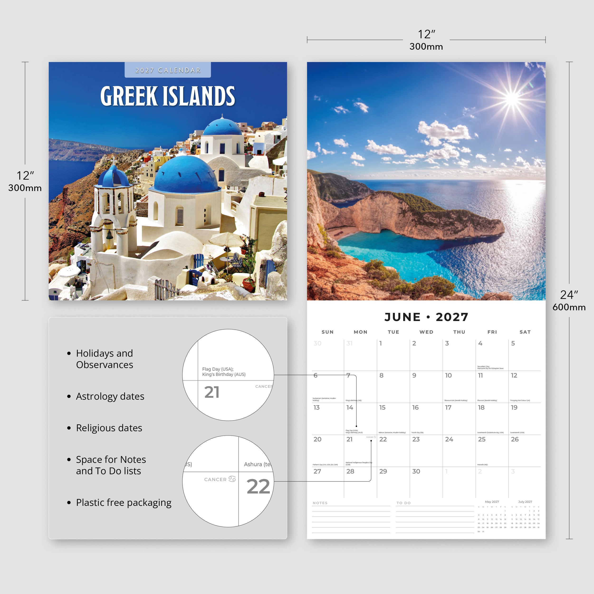2027 Greek Islands - Square Wall Calendar