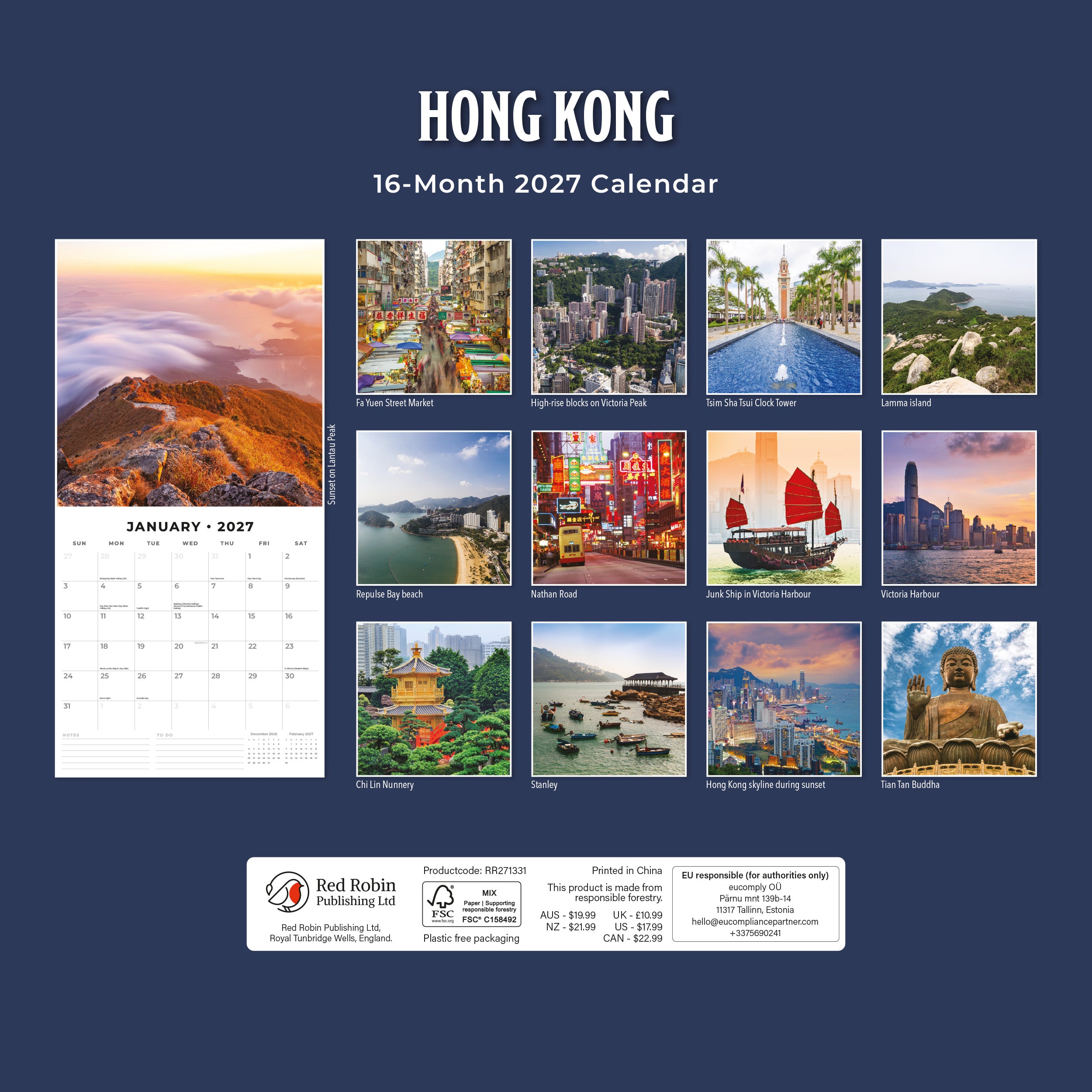2027 Hong Kong - Square Wall Calendar