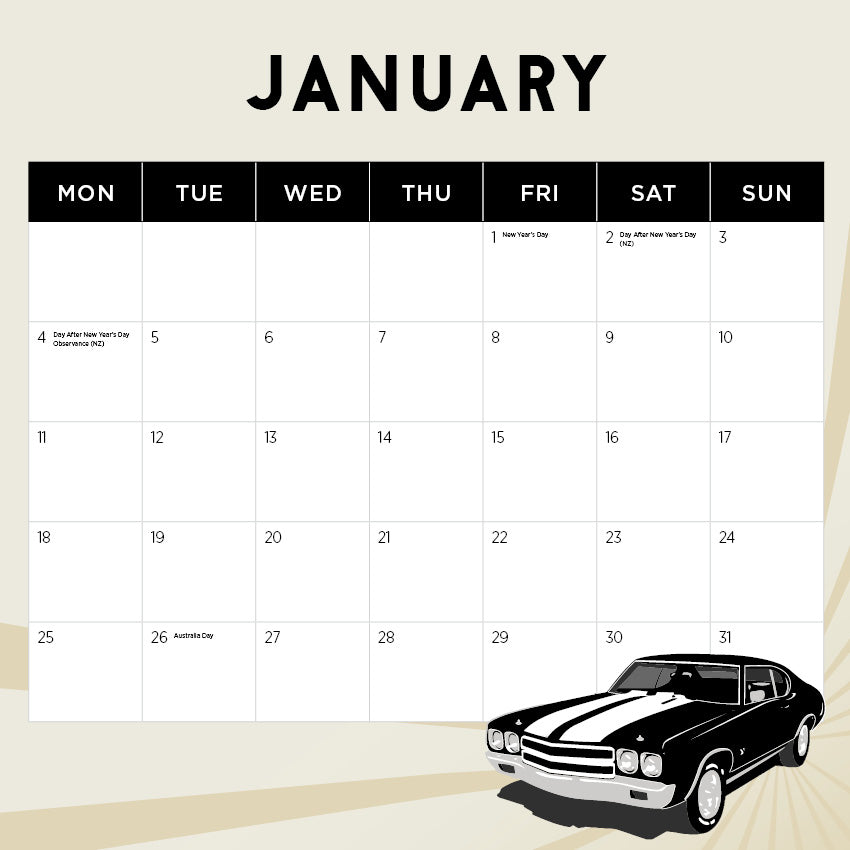 2027 Hot Mustangs - Square Wall Calendar