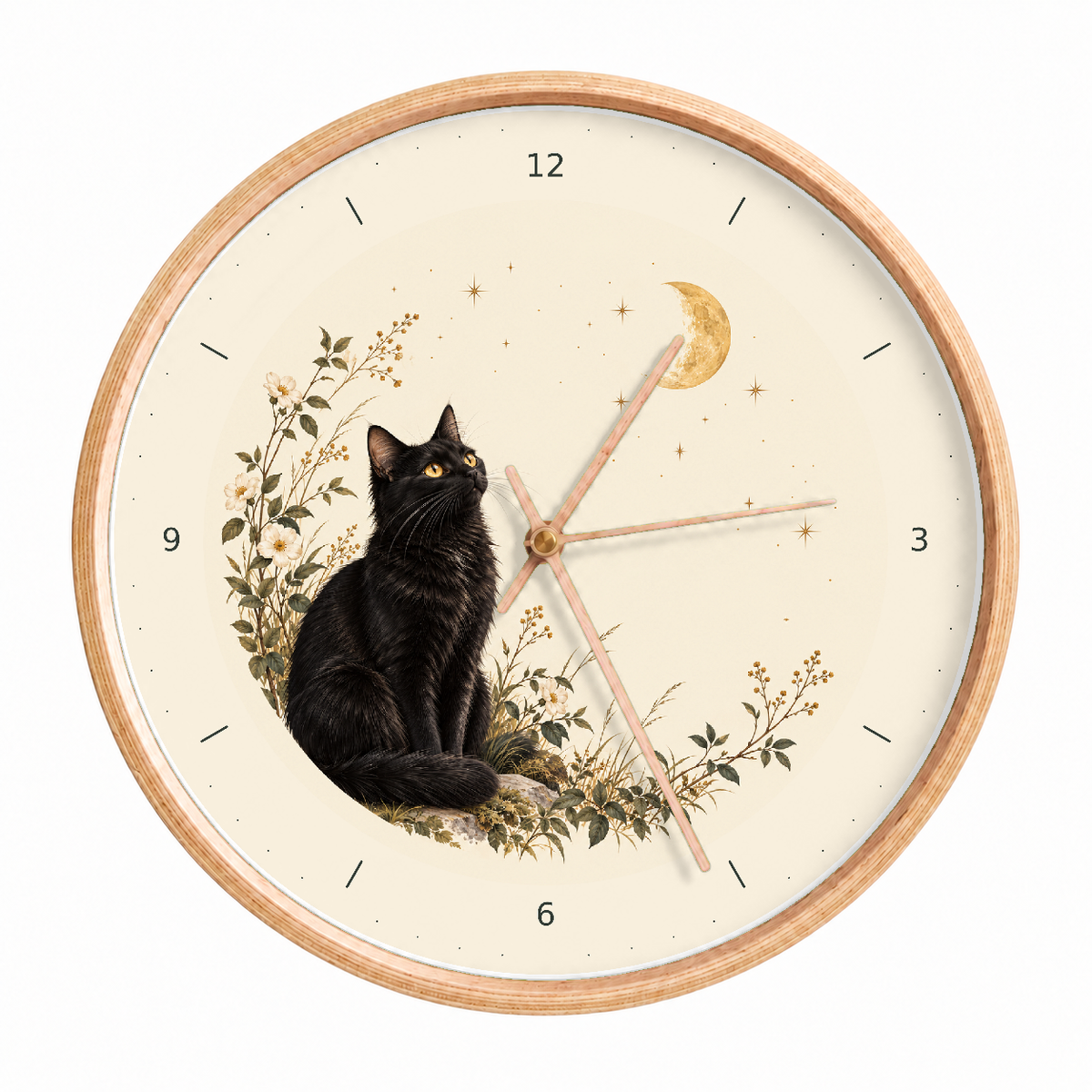 IMAGE_01_Front_-_Black_Cat_Moon_Wall_Clock_30cm_Wooden_Frame_-_WC-A008_-_649310203567.png
