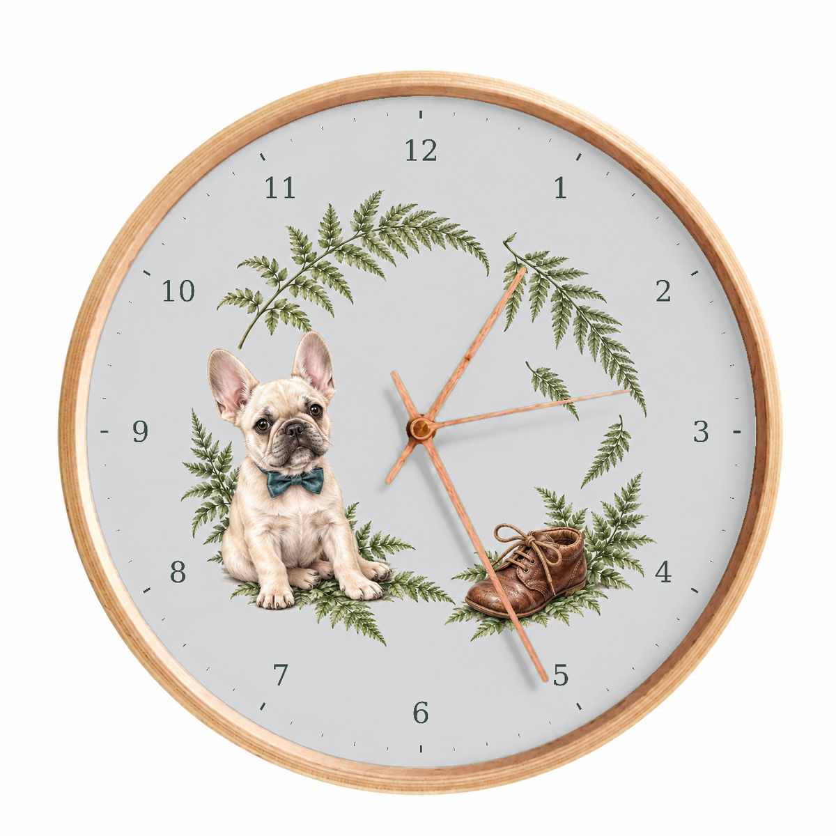 IMAGE_01_Front_-_French_Bulldog_Fern_Wall_Clock_30cm_Wooden_Frame_-_WC-D041_-_649310203895.png