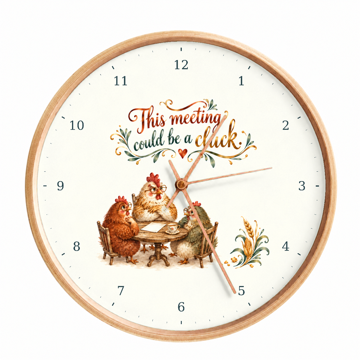 IMAGE_01_Front_-_Funny_Chicken_Meeting_Wall_Clock_30cm_Wooden_Frame_-_WC-H071_-_649310204199.png