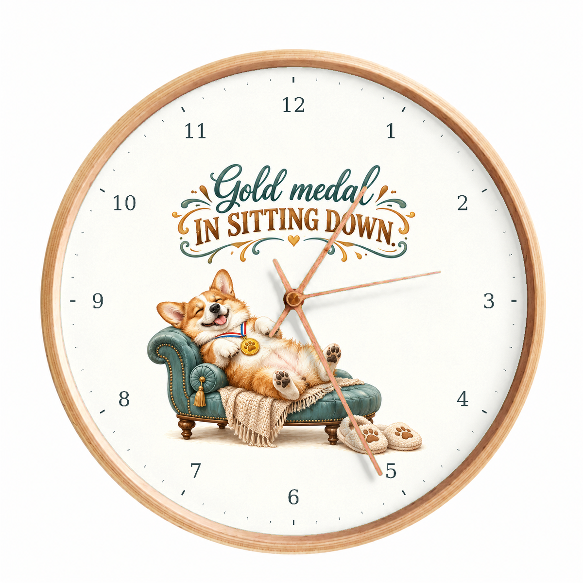 IMAGE_01_Front_-_Funny_Corgi_Armchair_Wall_Clock_30cm_Wooden_Frame_-_WC-H076_-_649310204243.png
