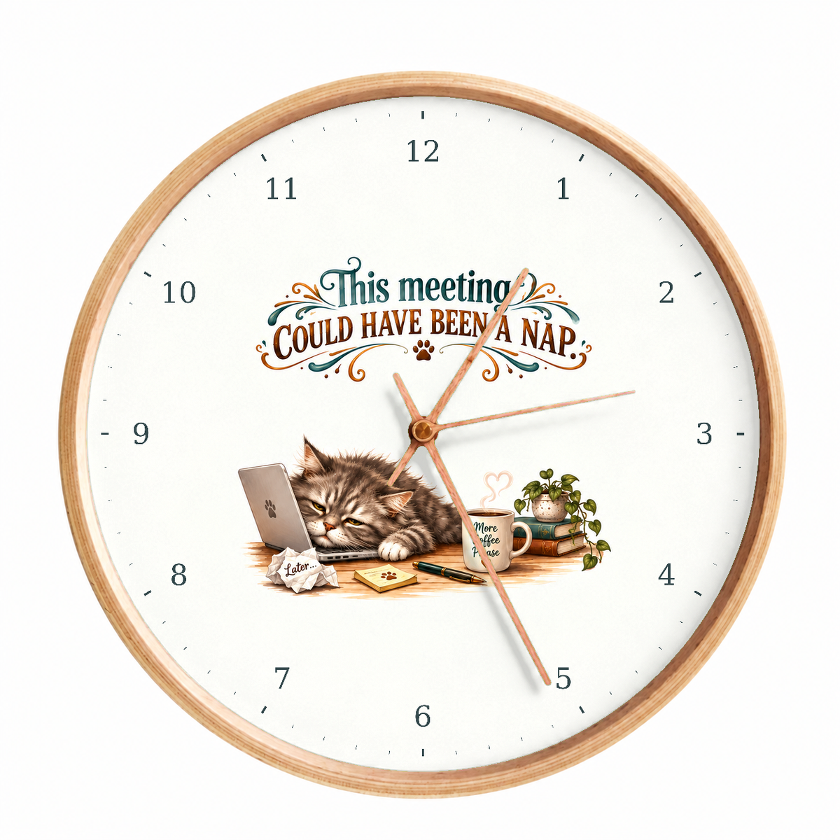 IMAGE_01_Front_-_Funny_Meeting_Cat_Wall_Clock_30cm_Wooden_Frame_-_WC-H060_-_649310204083.png
